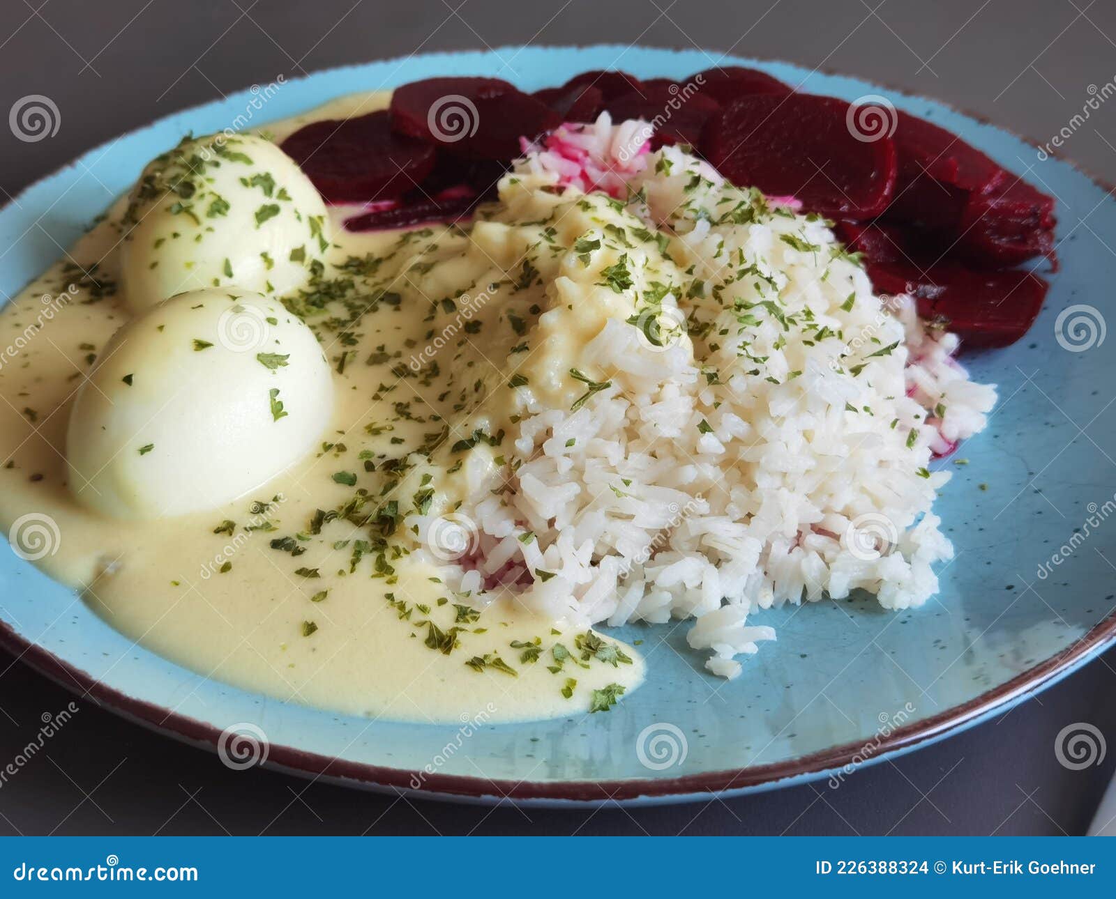 Mustard Eggs with Rice and Beetroot Stock Photo Image of breakfast, lunch 226388324