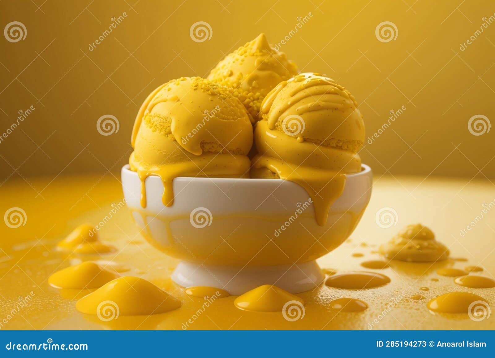 Mustard Ice Cream with Yellows Background Stock Illustration