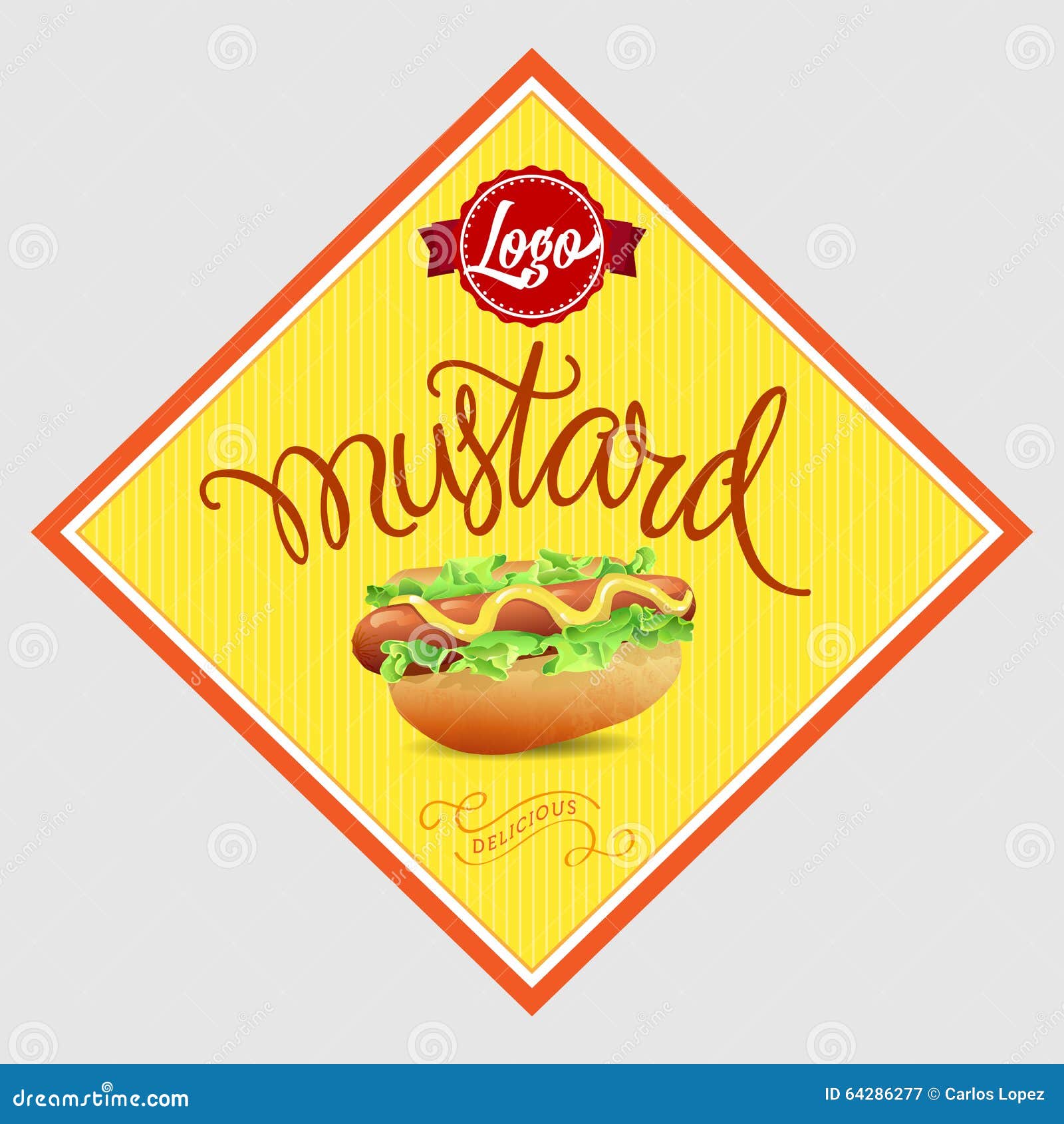 Mustard Label stock vector. Illustration of mustard, fast 64286277