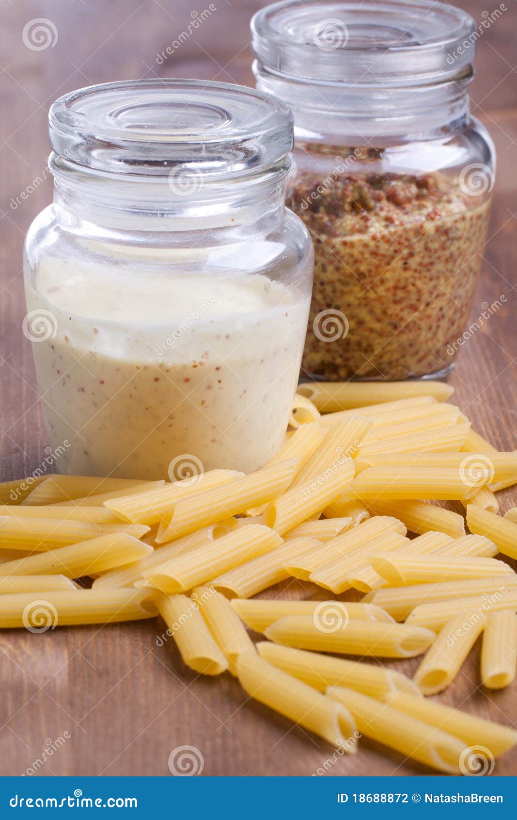 Mustard and Mayonnaise with Pasta Stock Photo Image of glass, grain