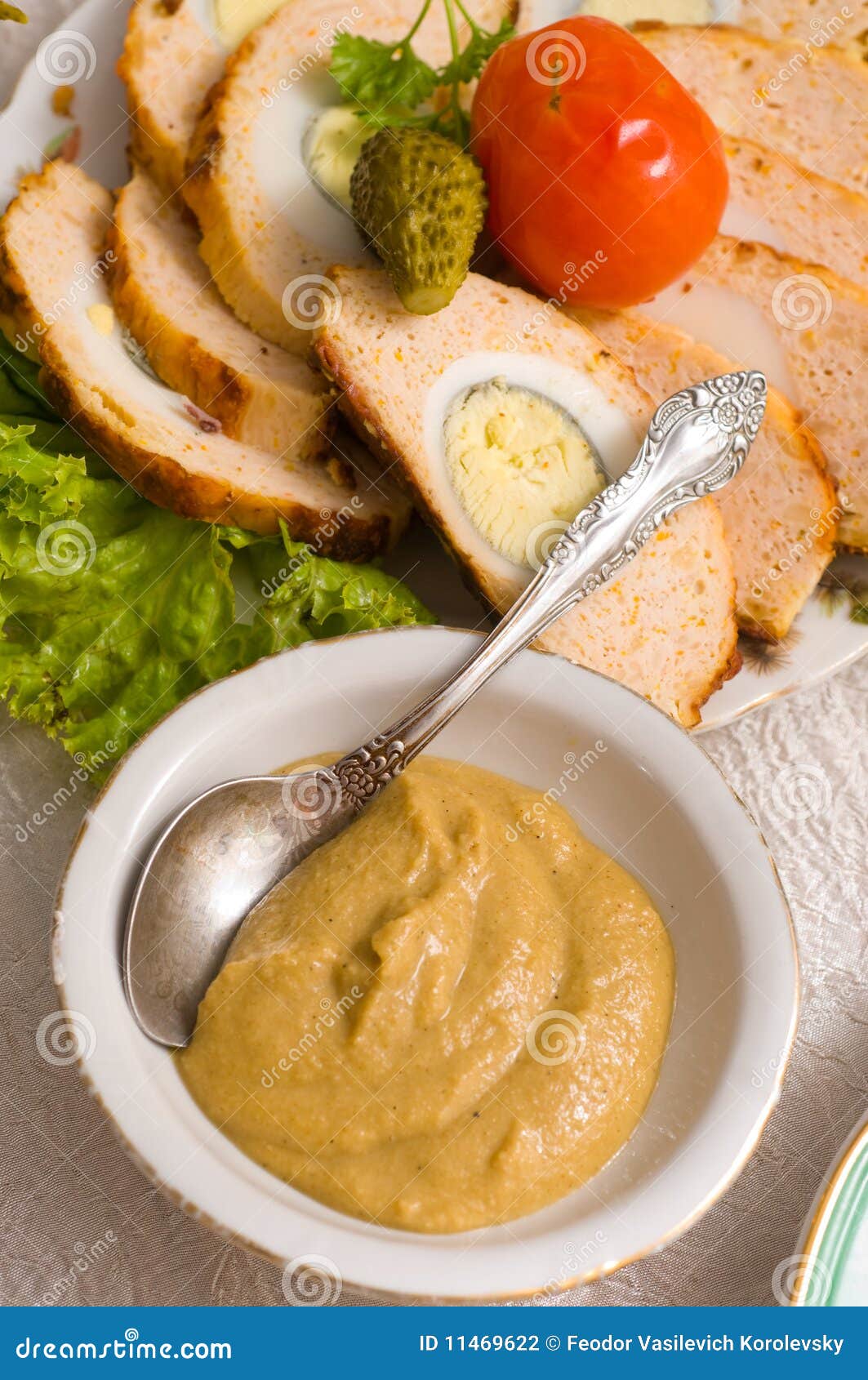 Mustard Russian and a Meat Dish. Stock Photo Image of salty, food
