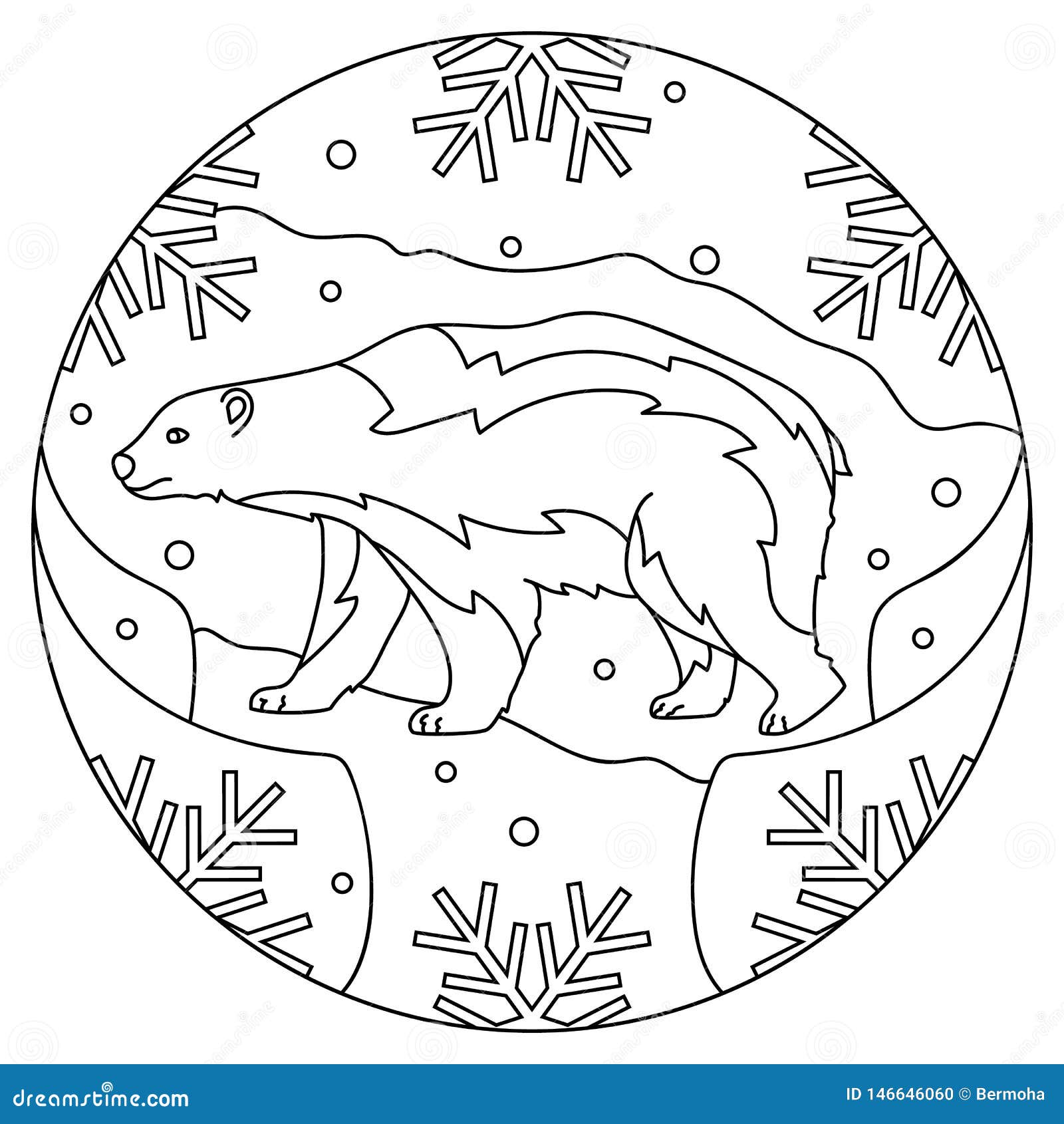 Muster Mit Eisbären Abbildung Mit Einem Weißen Bären Mandala Mit Einem Tier  Bär in Einem Kreisrahmen Vektor Abbildung - Illustration von buch,  zicklein: 146646060