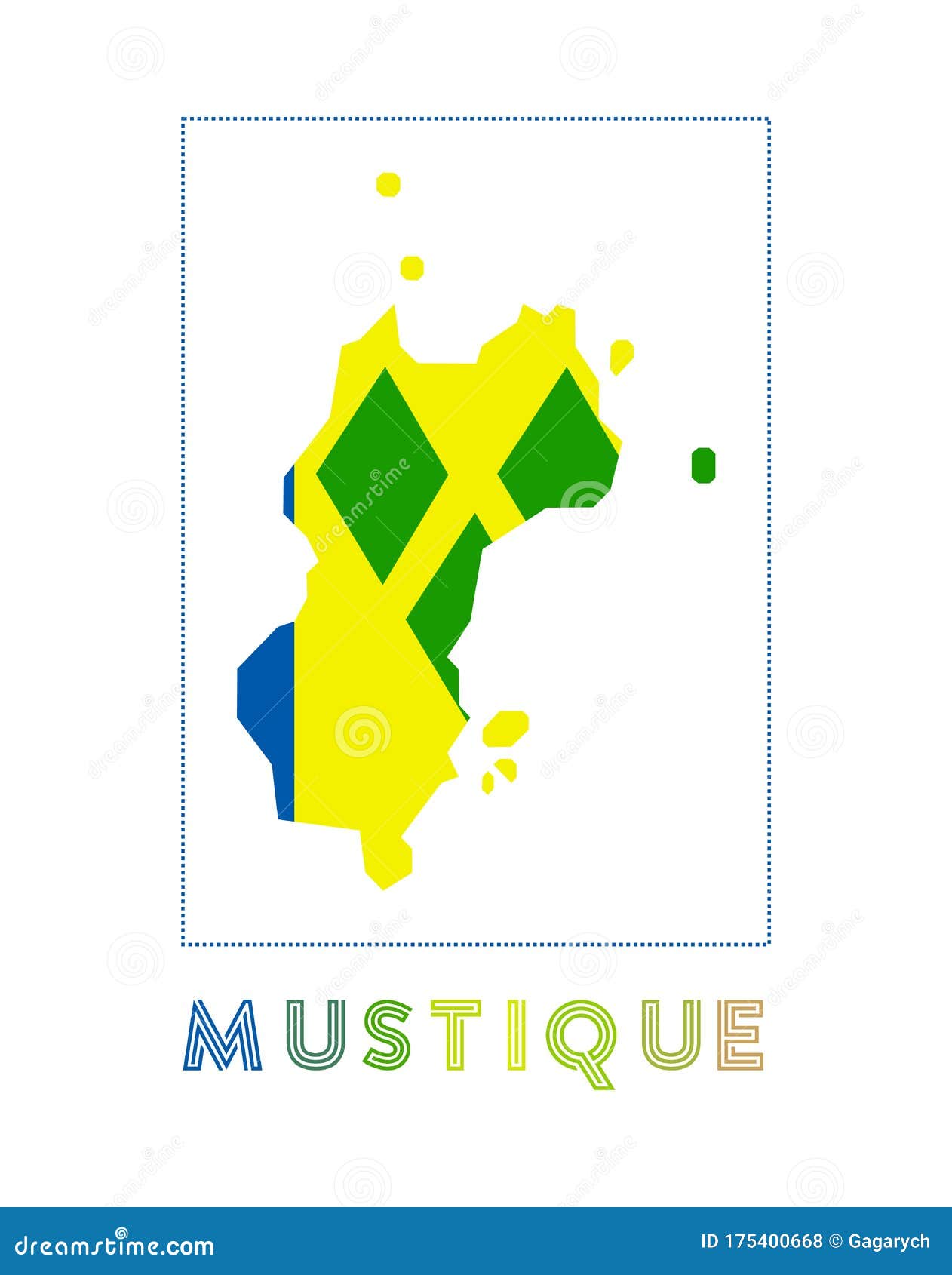 Mustique Logo. Map of Mustique with Island Name. Stock Vector ...