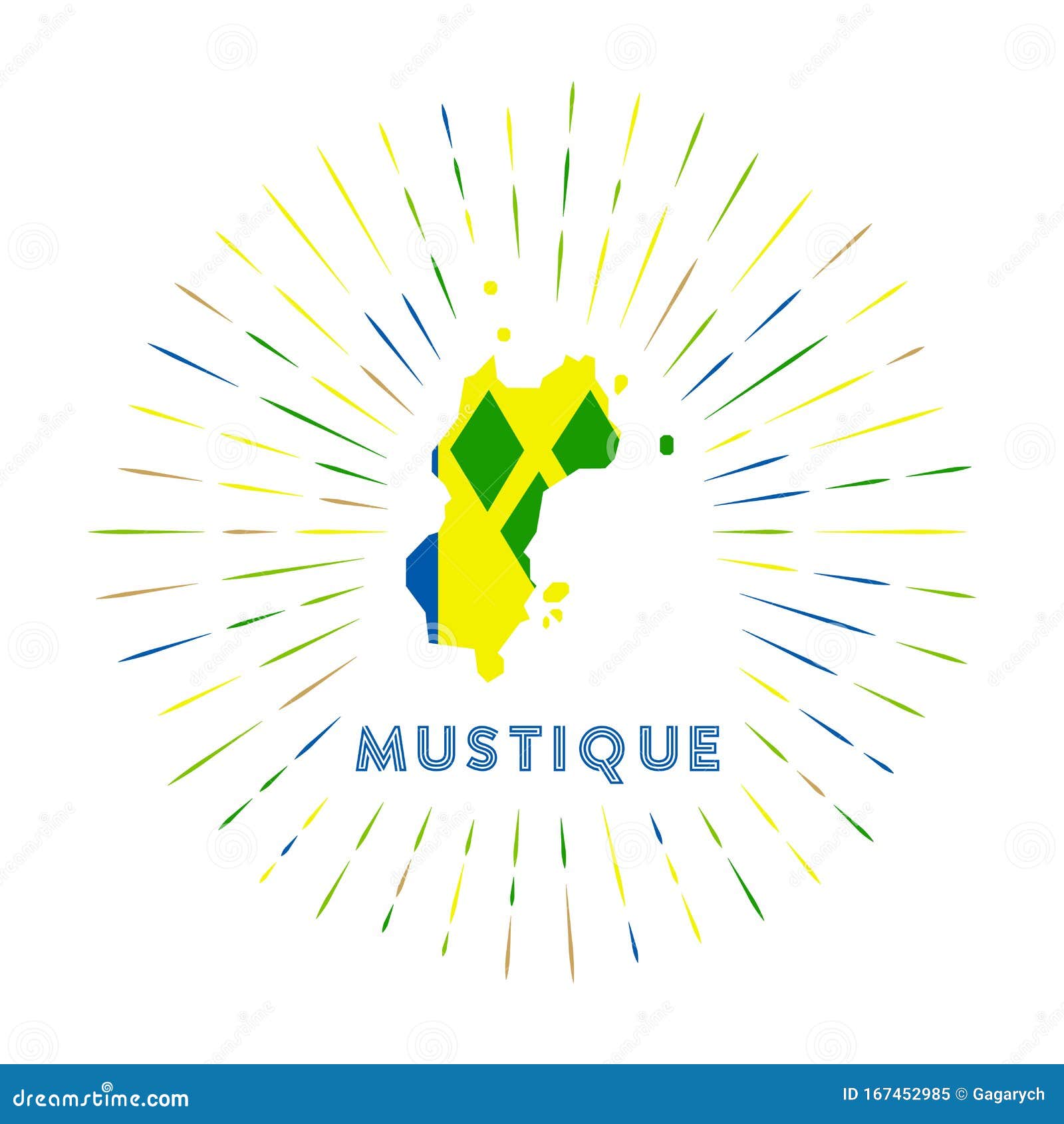 Mustique sunburst badge vector illustratie. Illustration of geïsoleerd ...