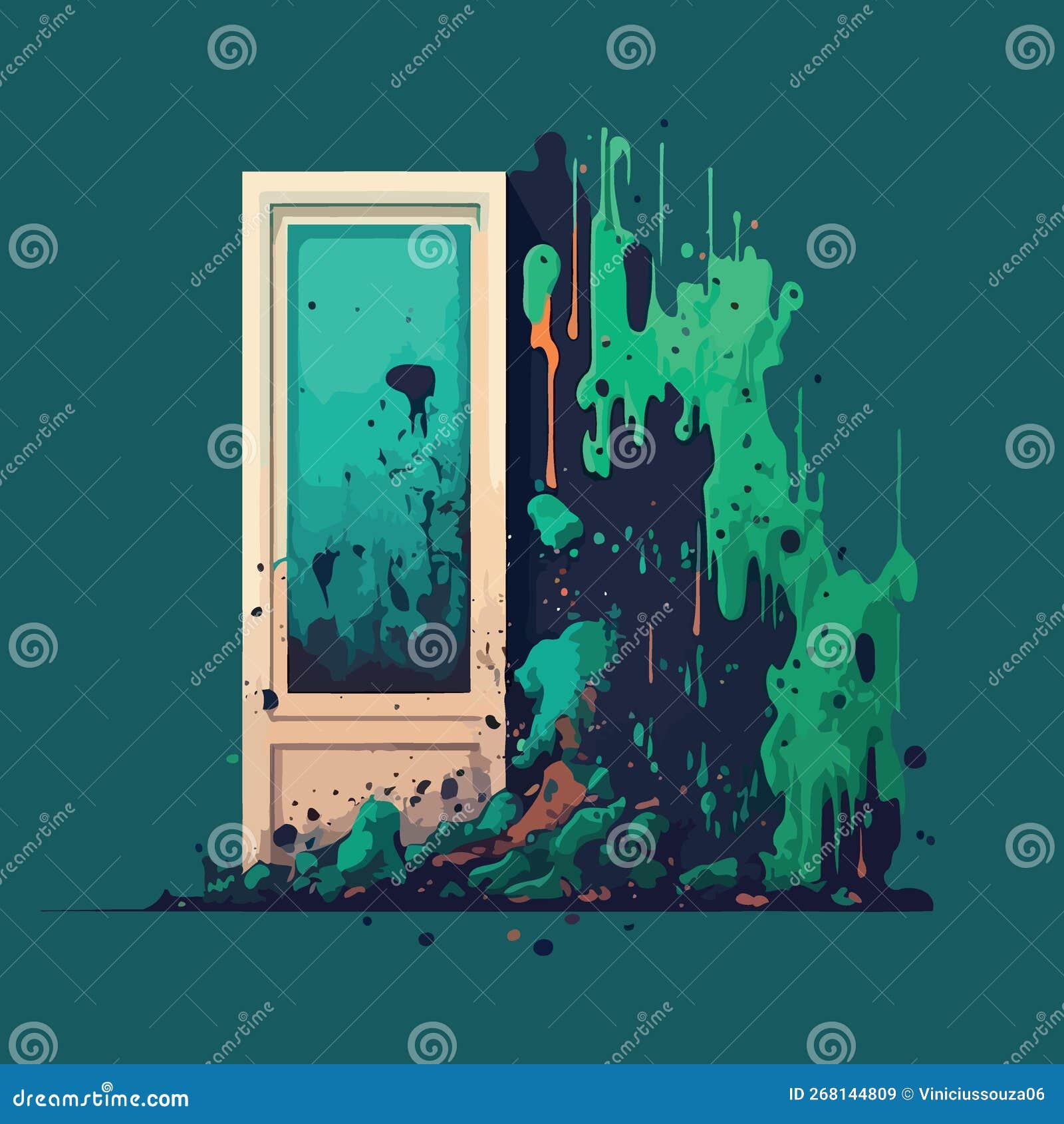 Musty Wall of Contaminated Room Mold Fungus Stock Illustration