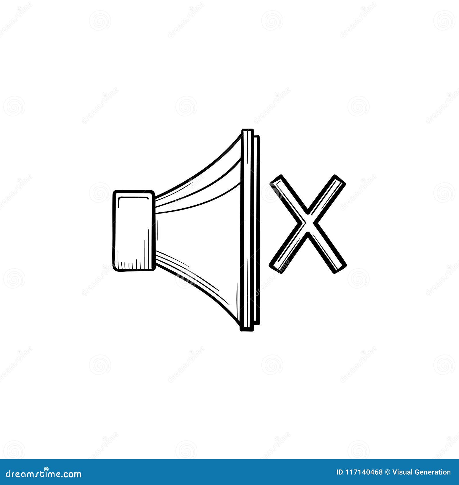 mute button hand drawn outline doodle icon.