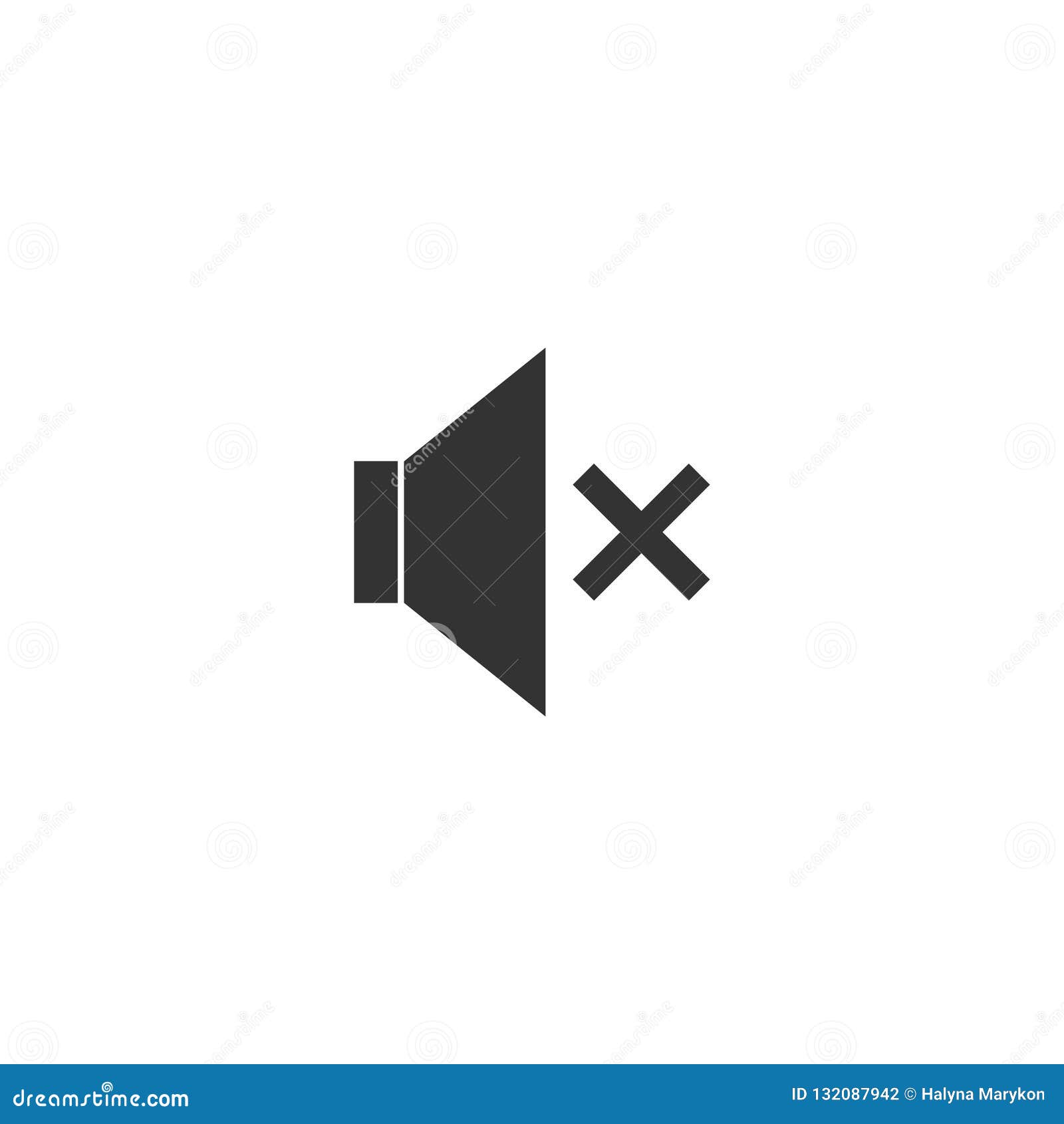 Mute icon flat stock vector. Illustration of black, pictogram 132087942