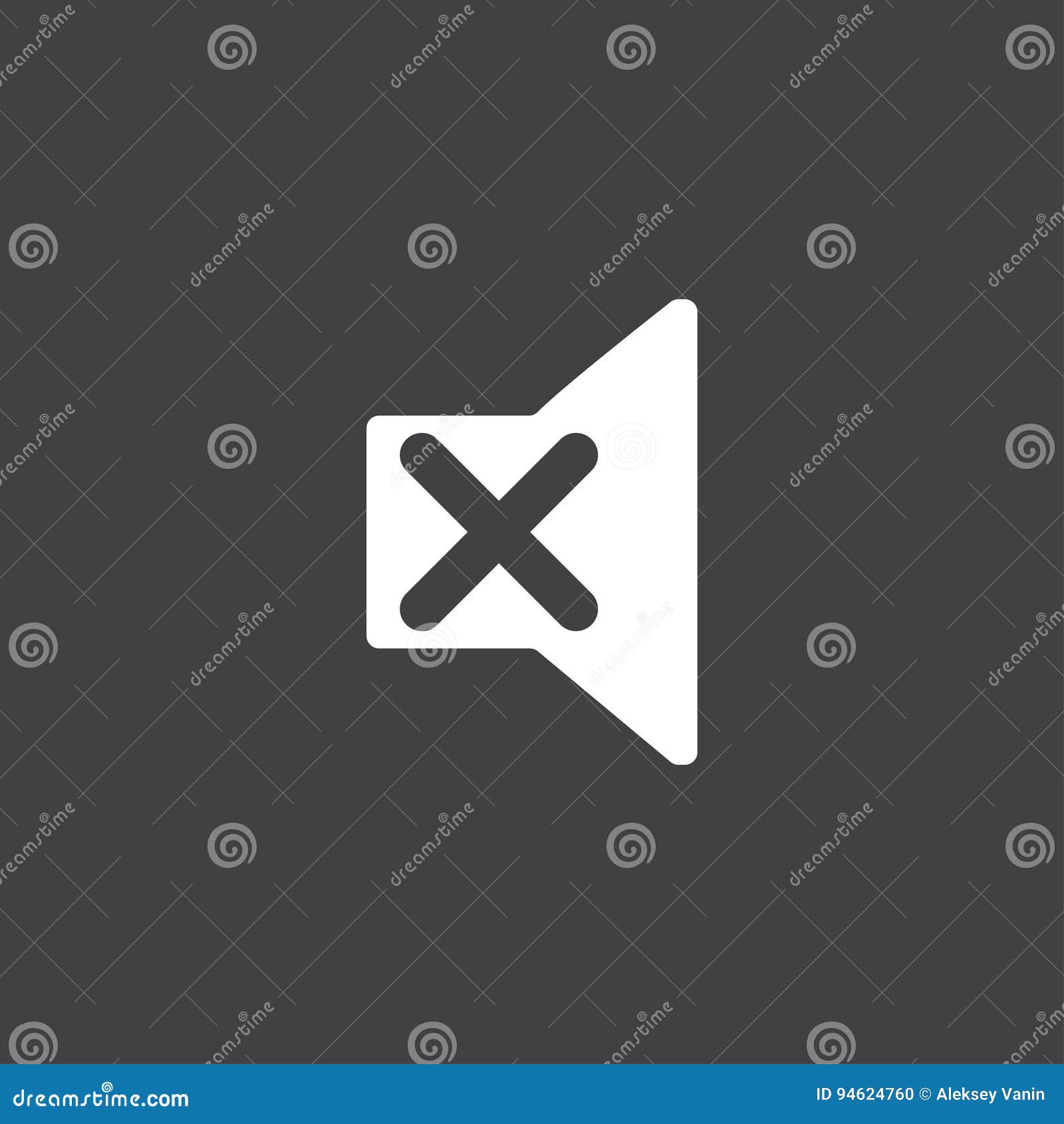 Mute Icon Vector Isolated on Black. Stock Vector Illustration of
