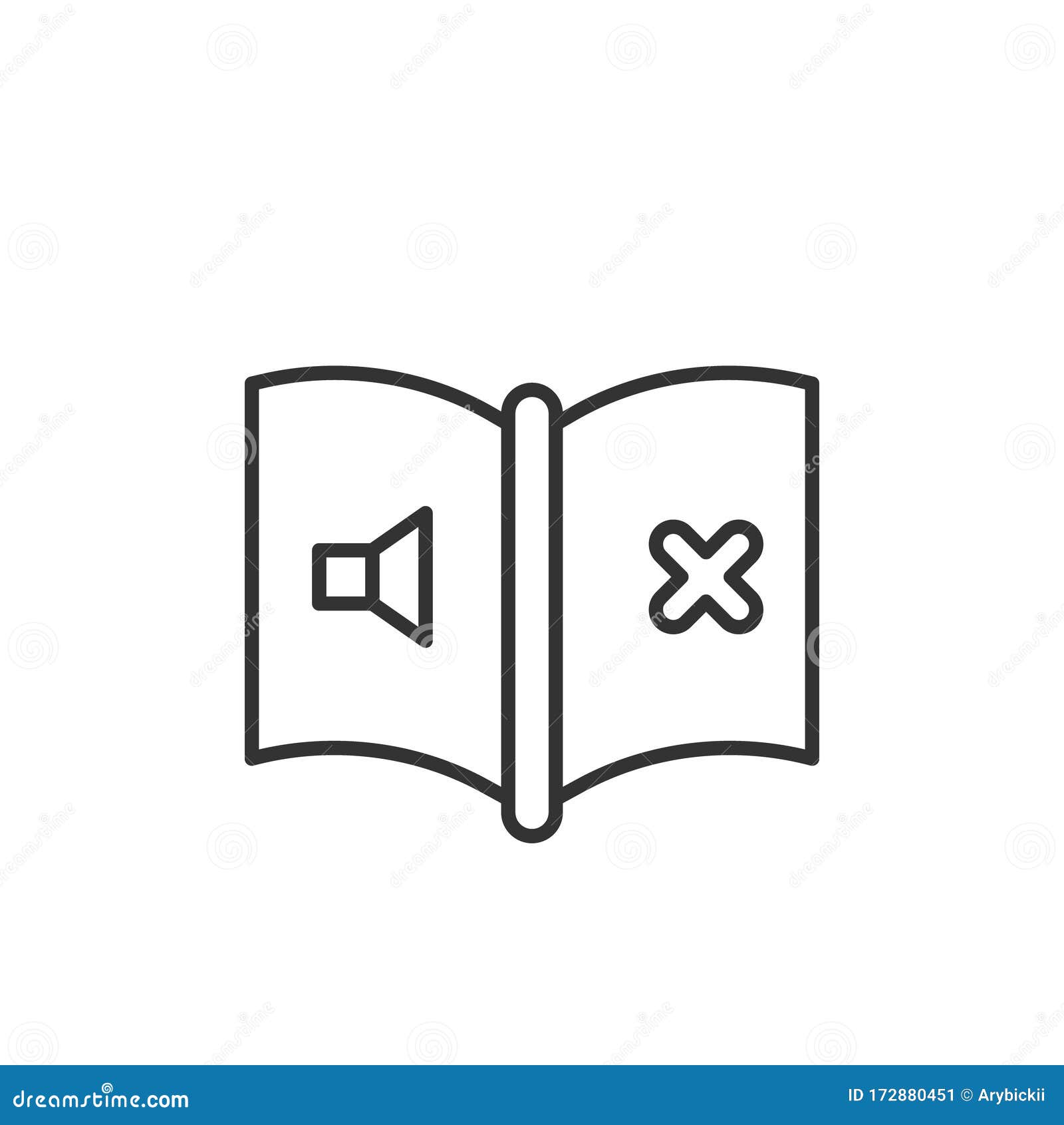 Muted Book Outline Vector Icon Stock Vector Illustration of white, button 172880451