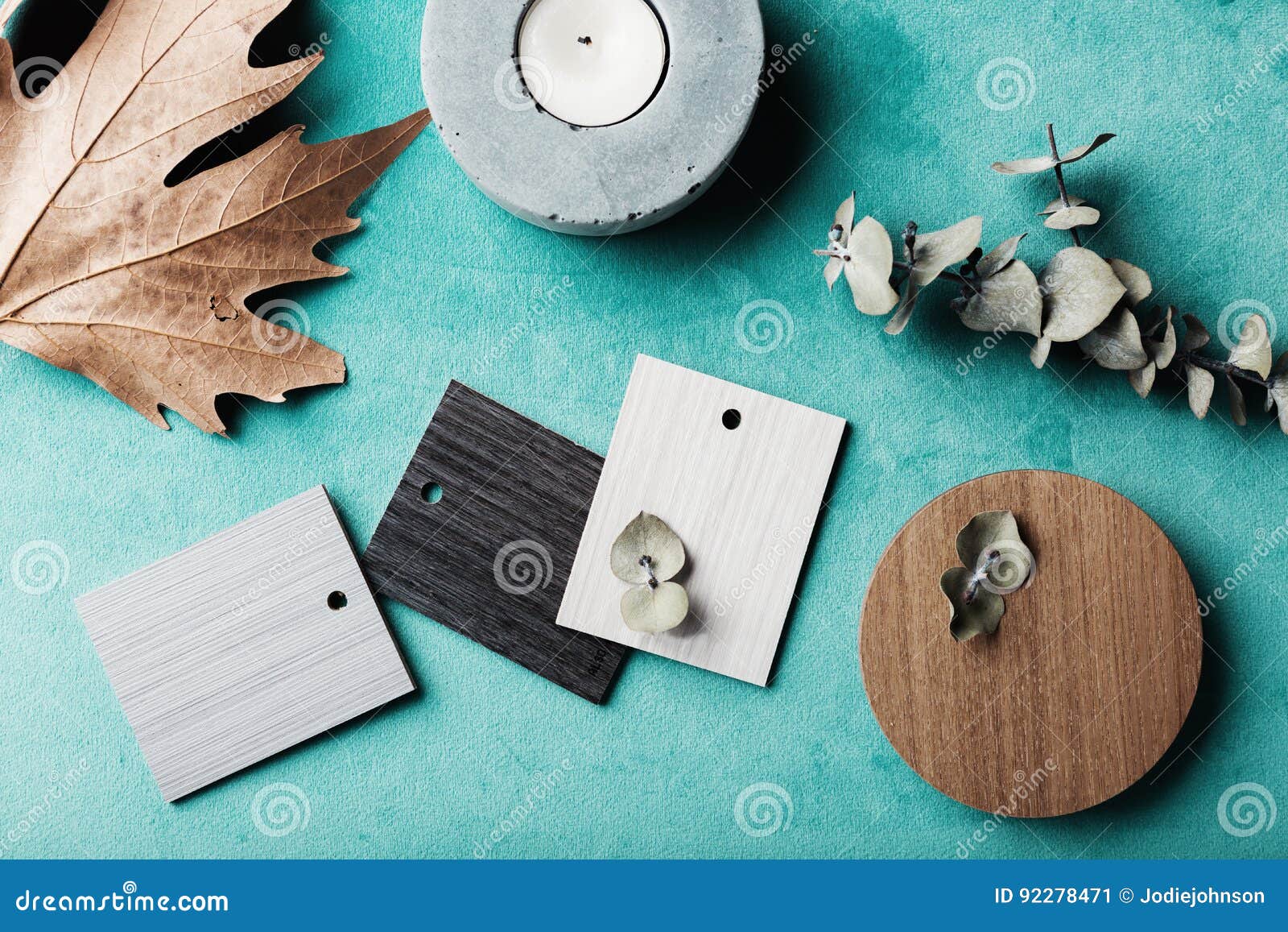 muted wood and laminte swatches flat lay