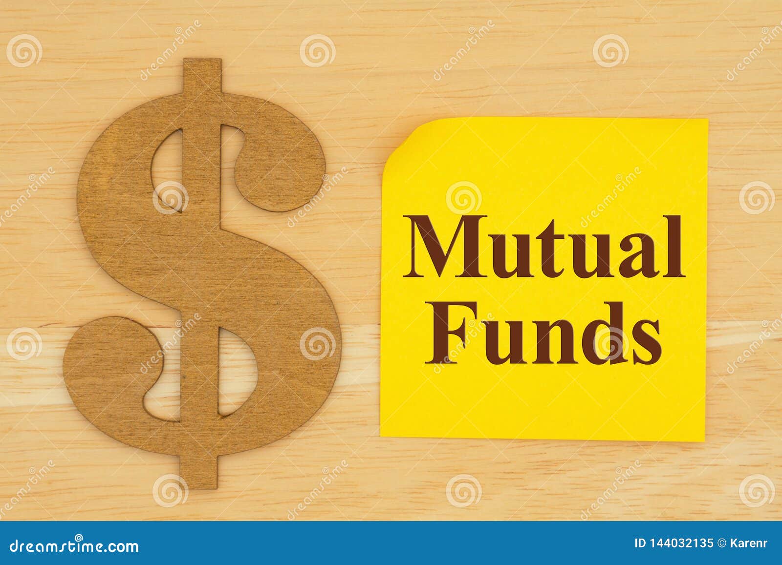 Mutual Fund Text On Yellow Blank Sticky Note With A Dollar Sign On