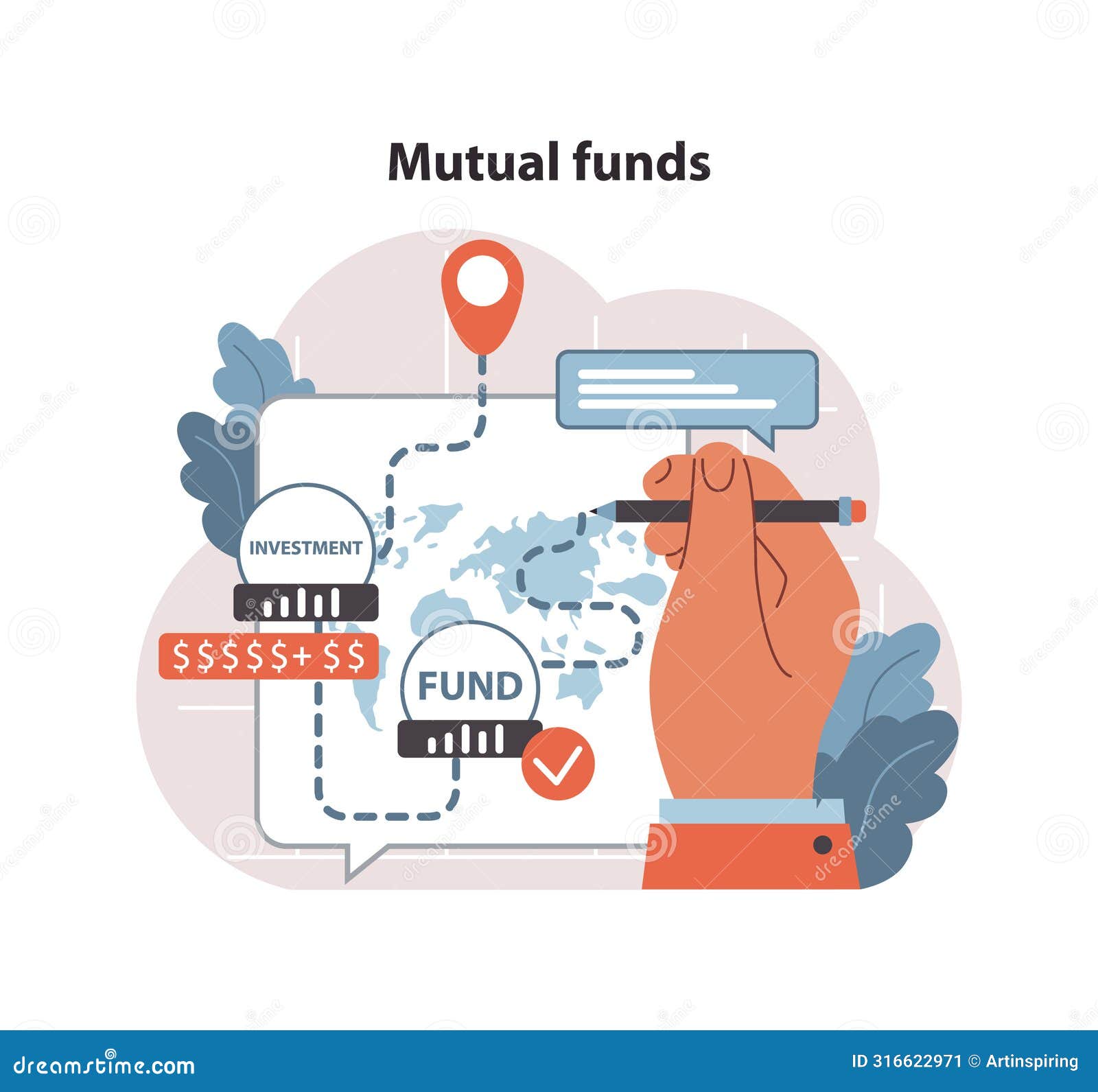 mutual funds concept. flat 