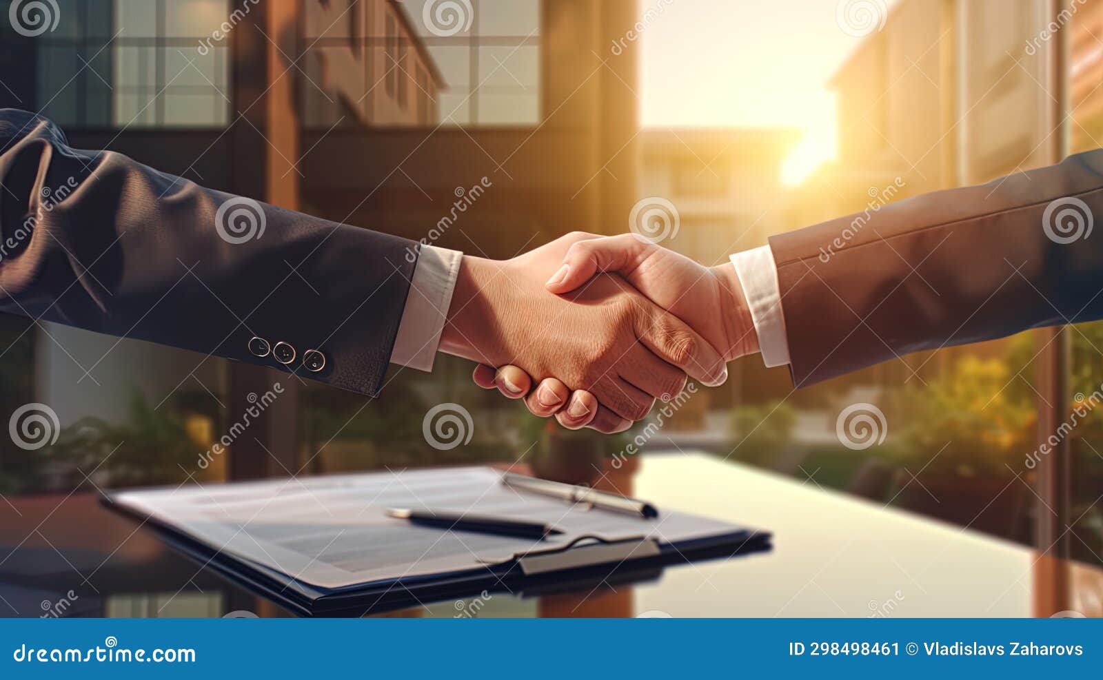 mutual satisfaction evident as the landlord agent and client shake hands following the signed renta
