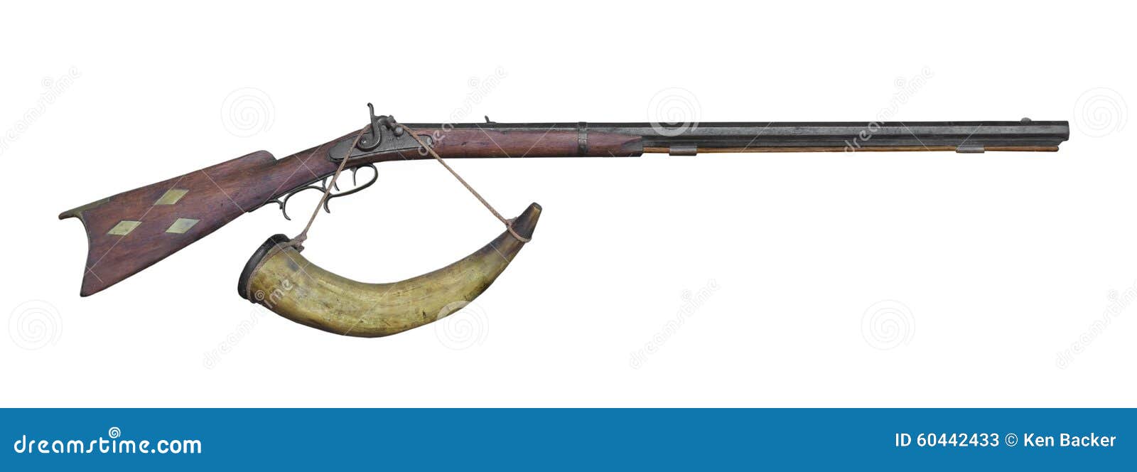 muzzle loading rifle and powder horn .