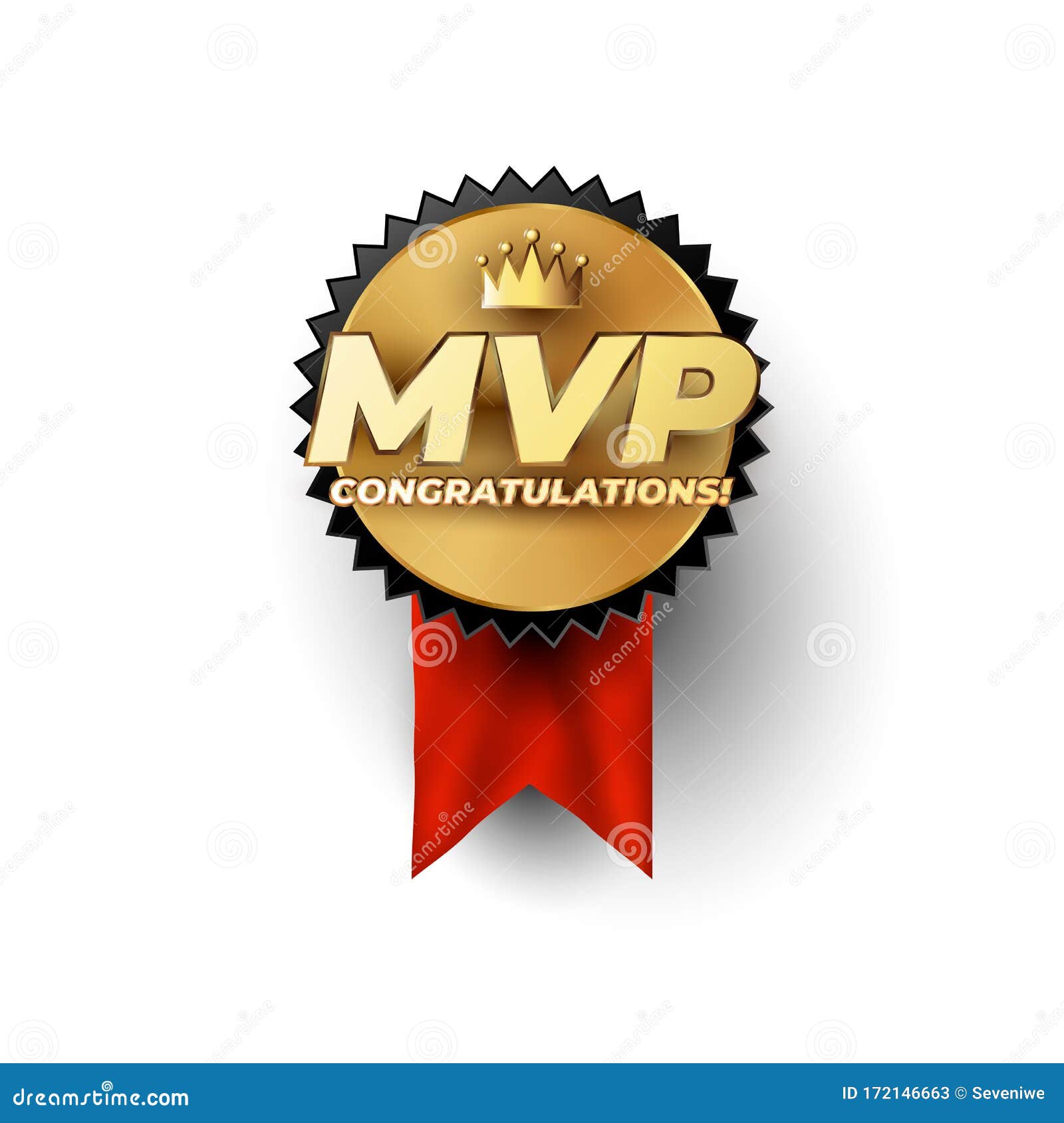 mvp most valuable player gold badge concept with champion crown above the luxury gold styled mvp phrase