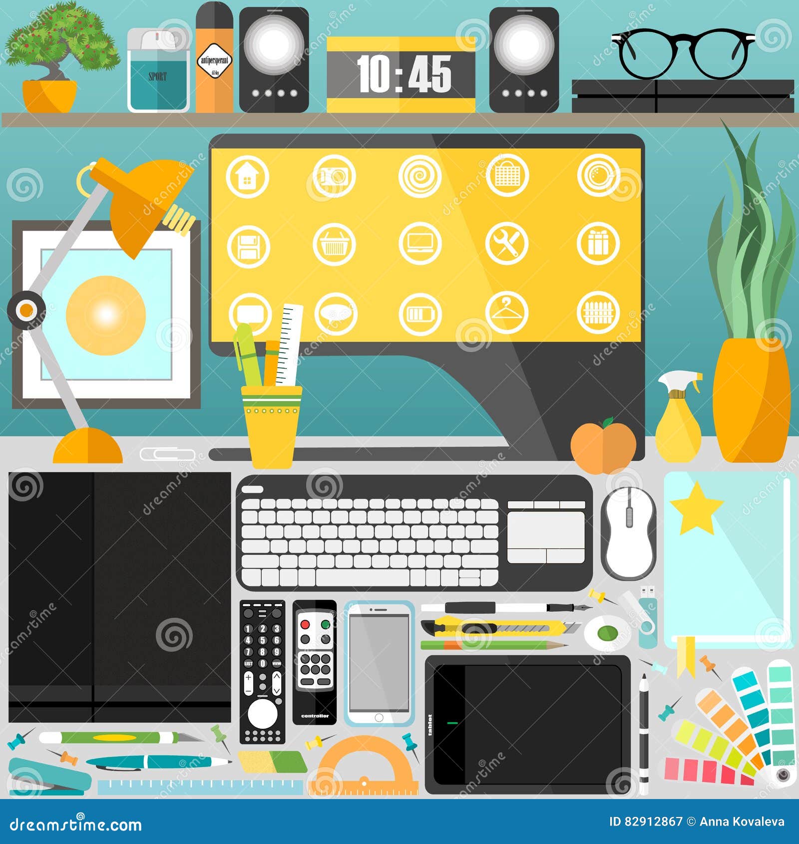 My Desktop Business Office Stock Vector Illustration Of Designer Keyboard