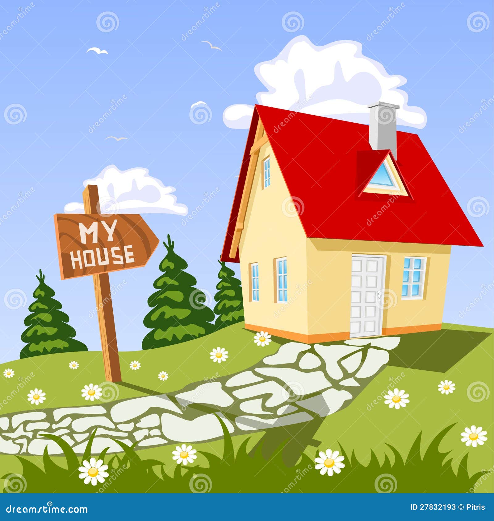 My House in the Countryside Stock Vector Illustration of abstract