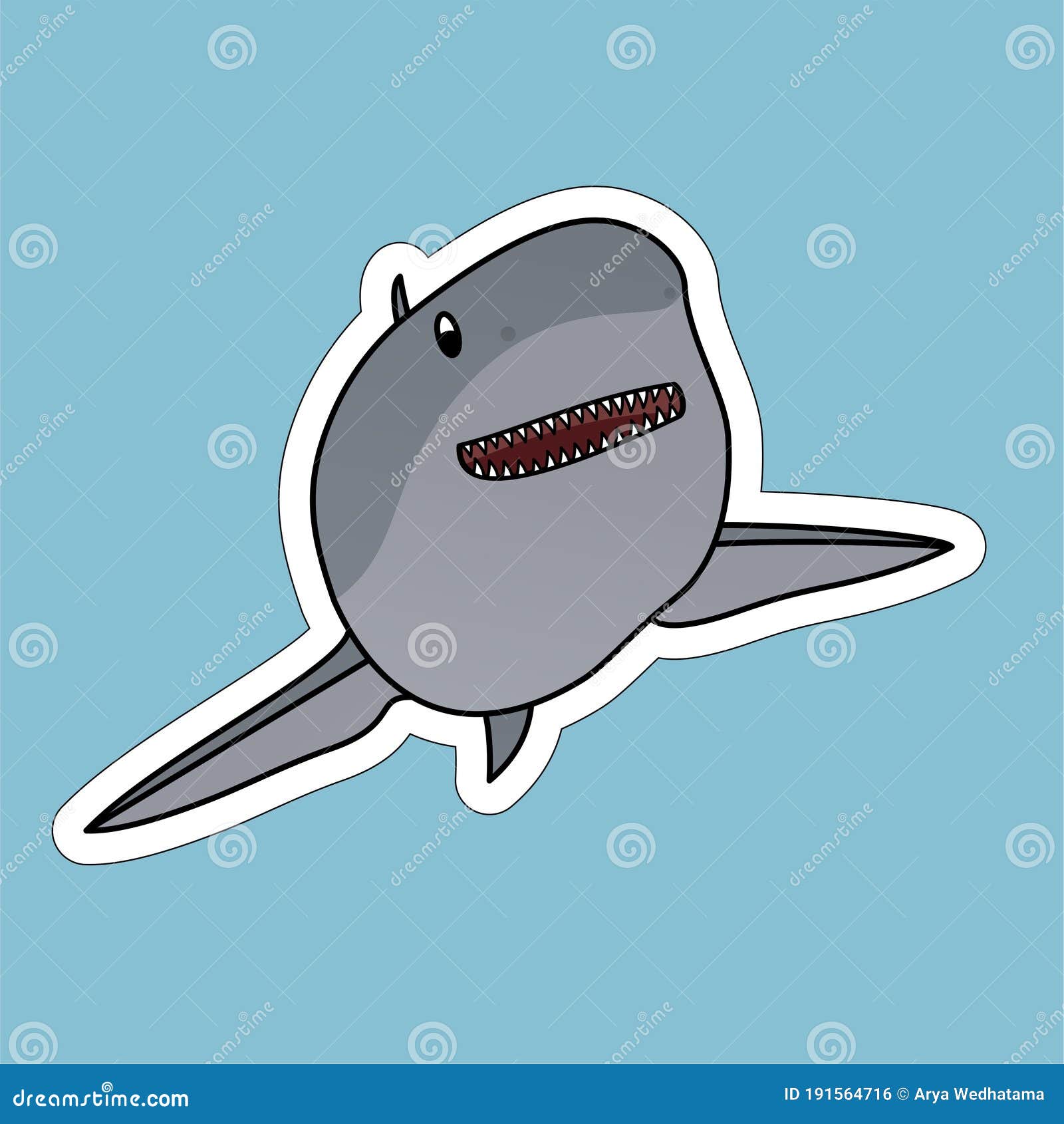 Stickers of Shark Cartoon, Cute Funny Character, Flat Design Stock  Illustration - Illustration of funny, design: 191564716