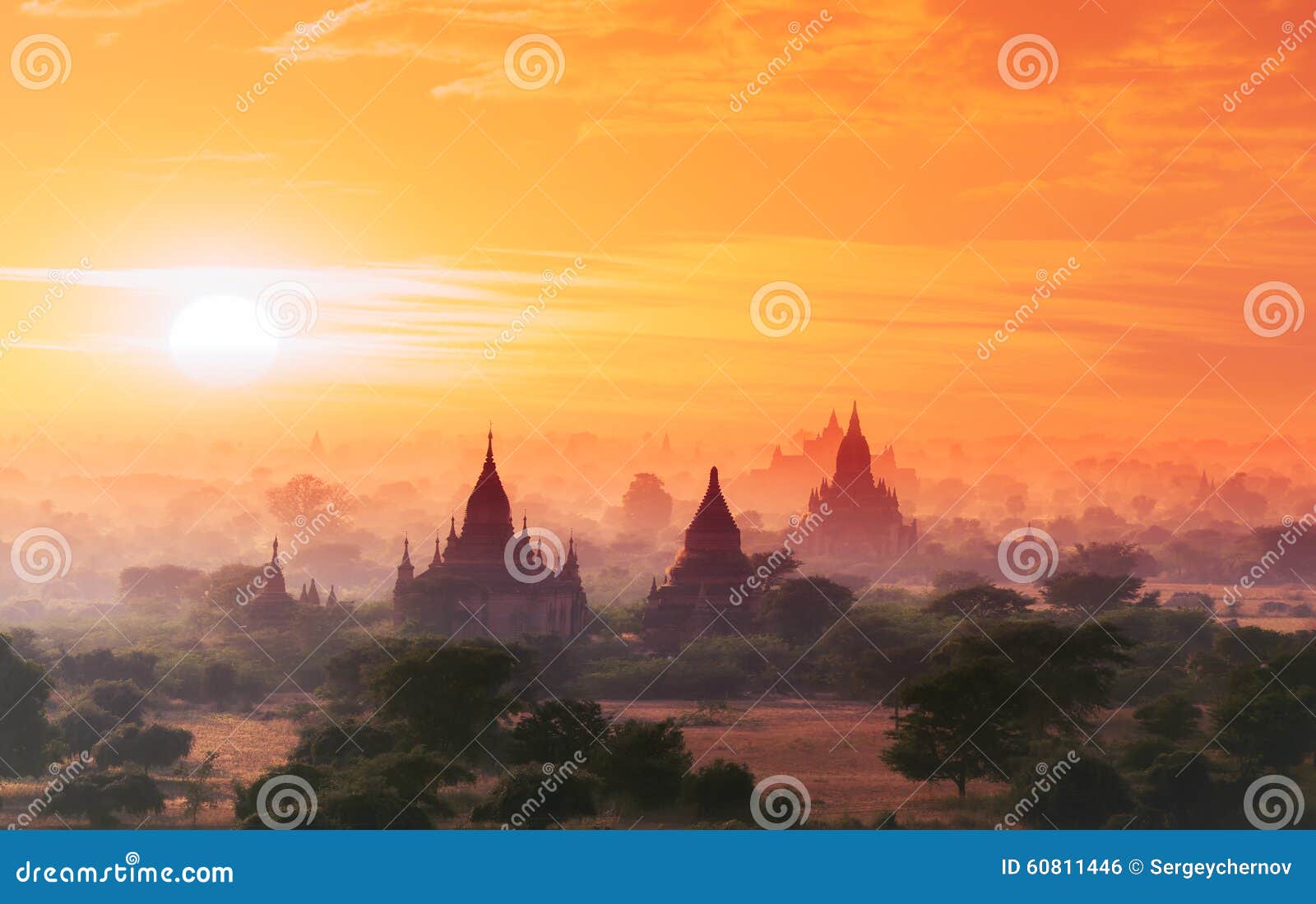 myanmar bagan historical site on magical sunset. burma asia