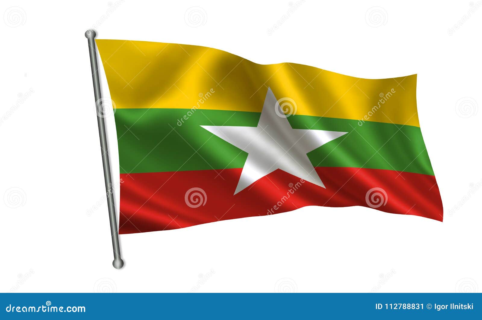 Myanmar Flag. a Series of `Flags of the World Stock Illustration