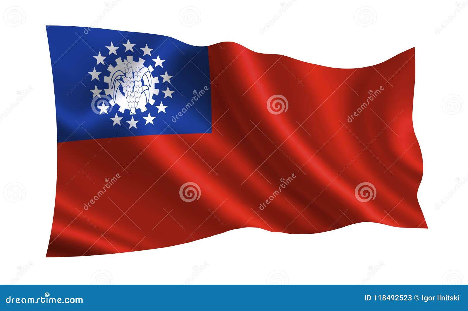 Myanmar Flag. a Series of `Flags of the World Stock Illustration
