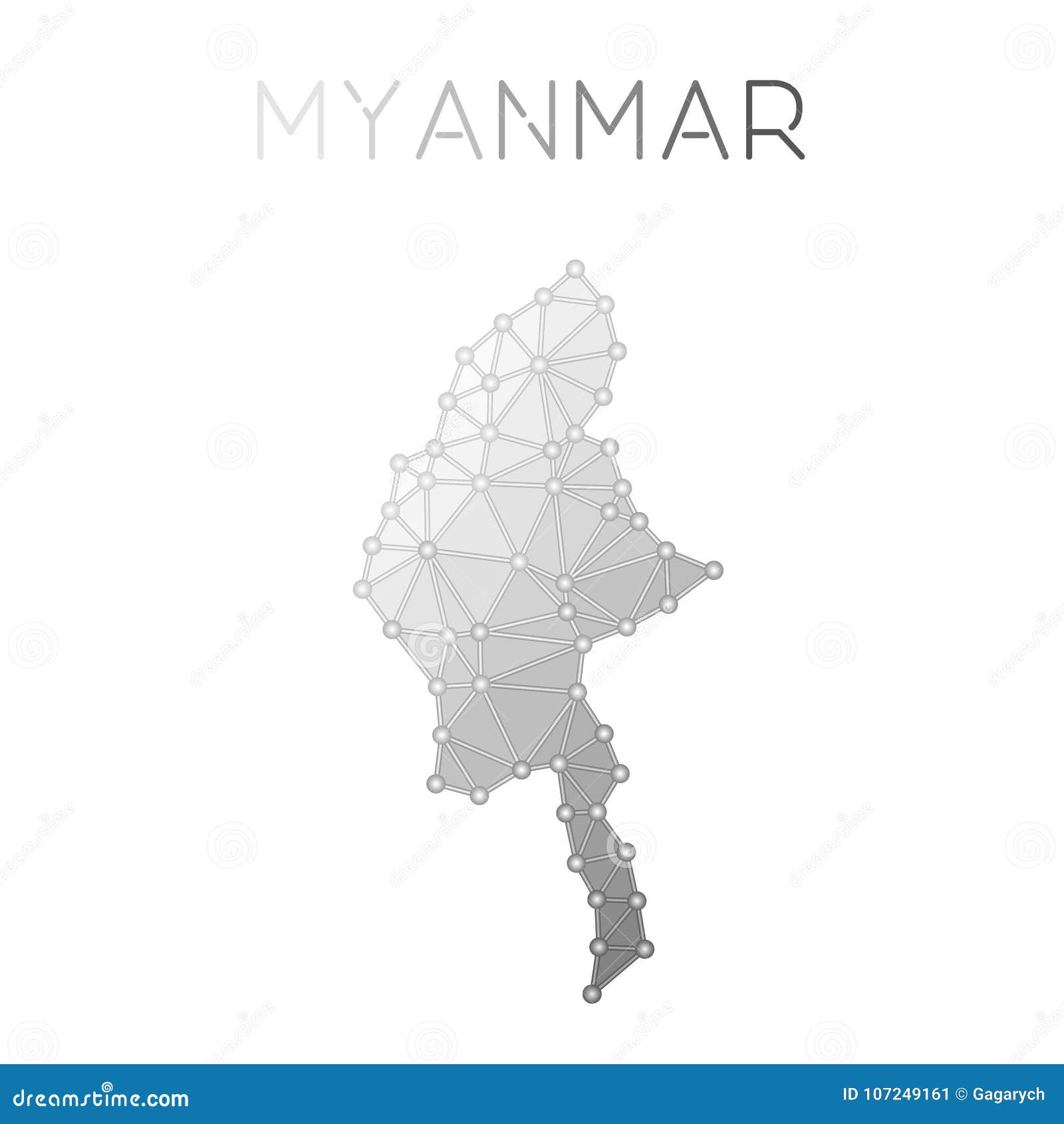Myanmar Polygonal Vector Map. Stock Vector - Illustration ...