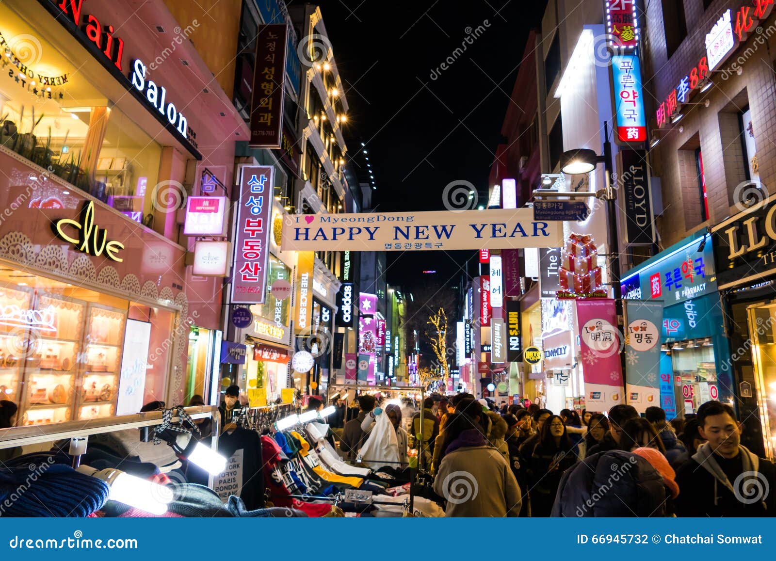 Myeongdong Market Shopping Street Editorial Photo | CartoonDealer.com ...