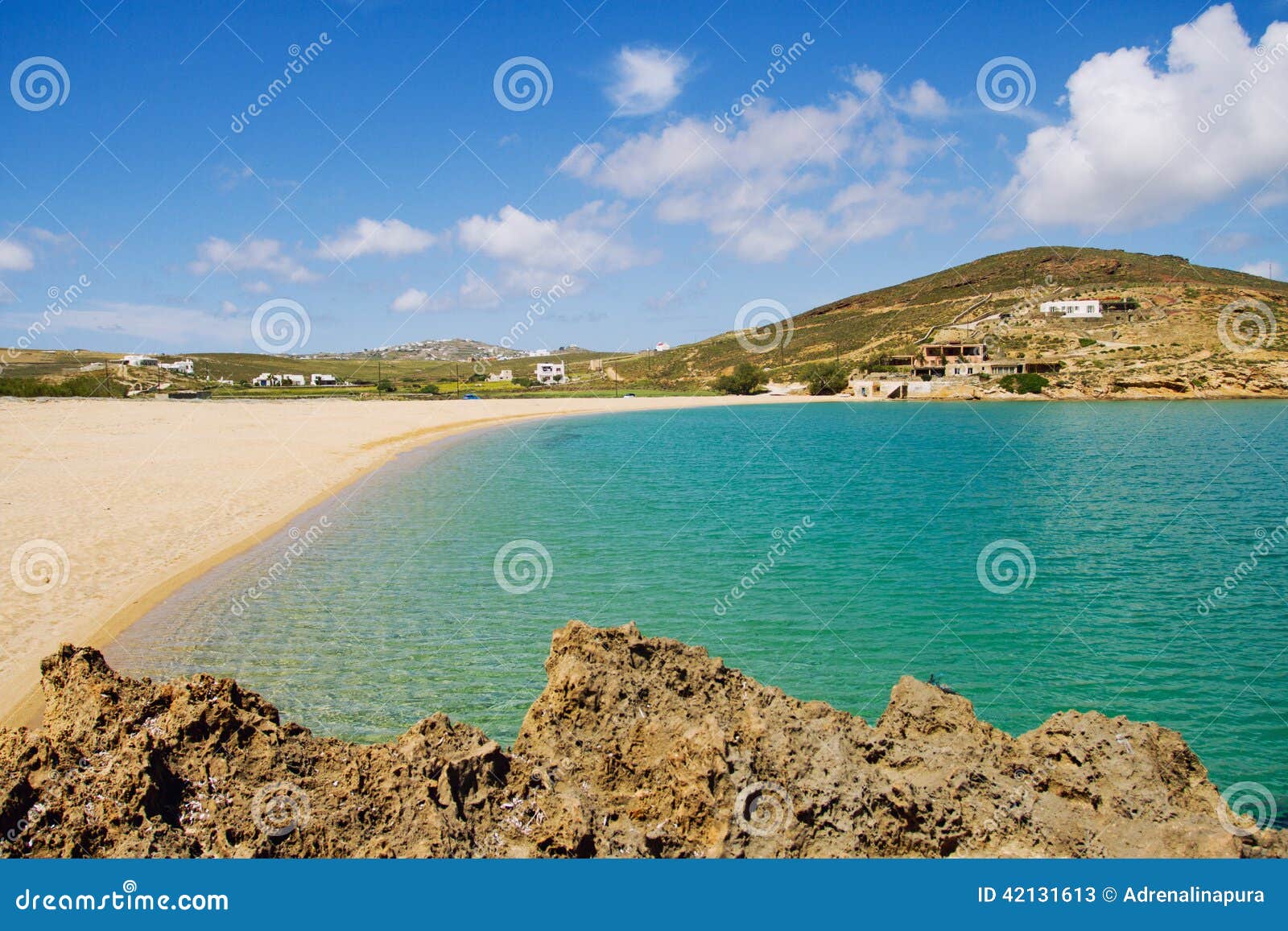 Mykonos beach stock image. Image of sand, greece, travel ...