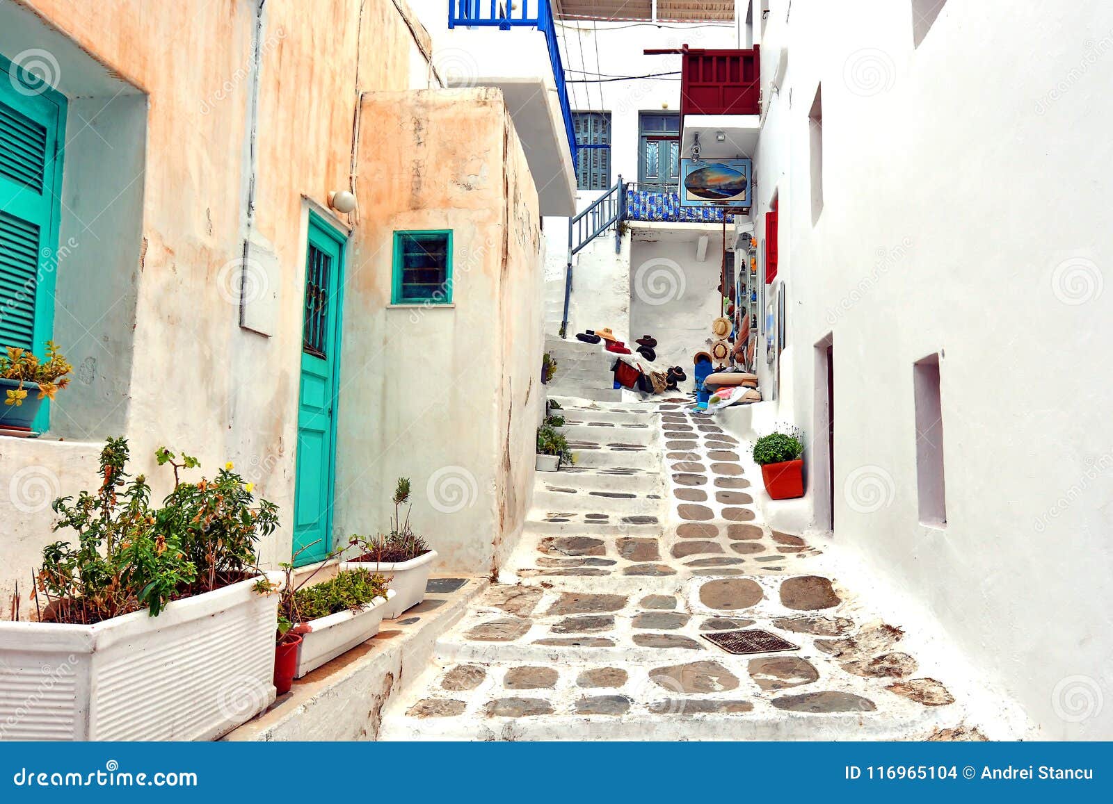 street in mykonos, greece
