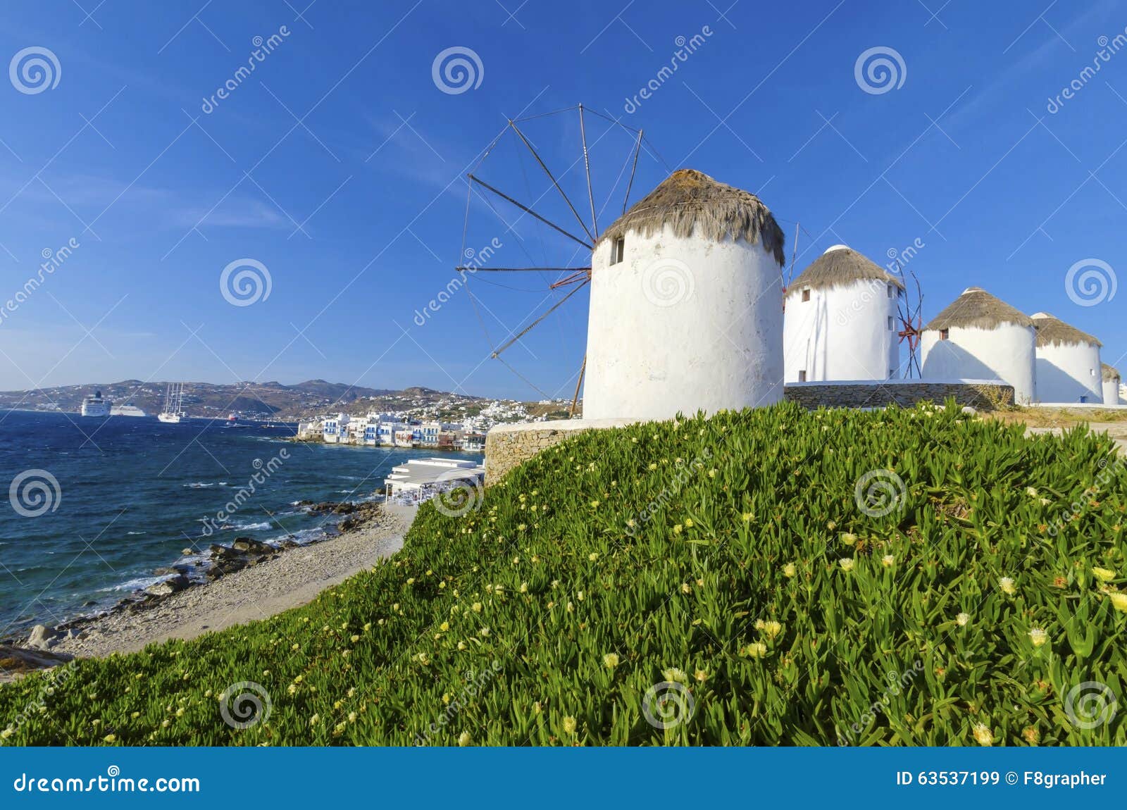 mykonos windmills, chora, greece