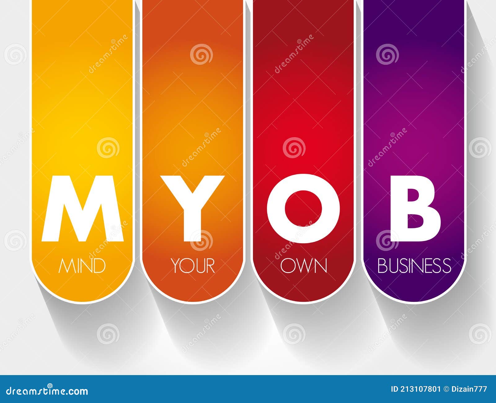myob - mind your own business acronym, business concept background