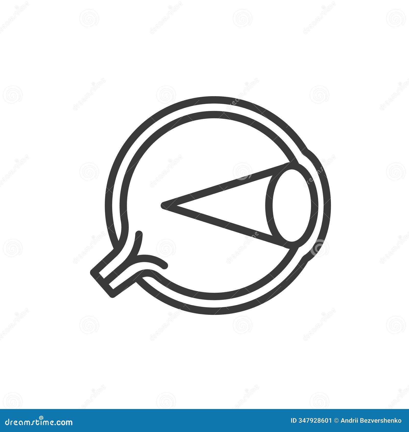 myopia, icon in line . myopia, vision, nearsightedness, eye, lenses, correction, sight on white background 
