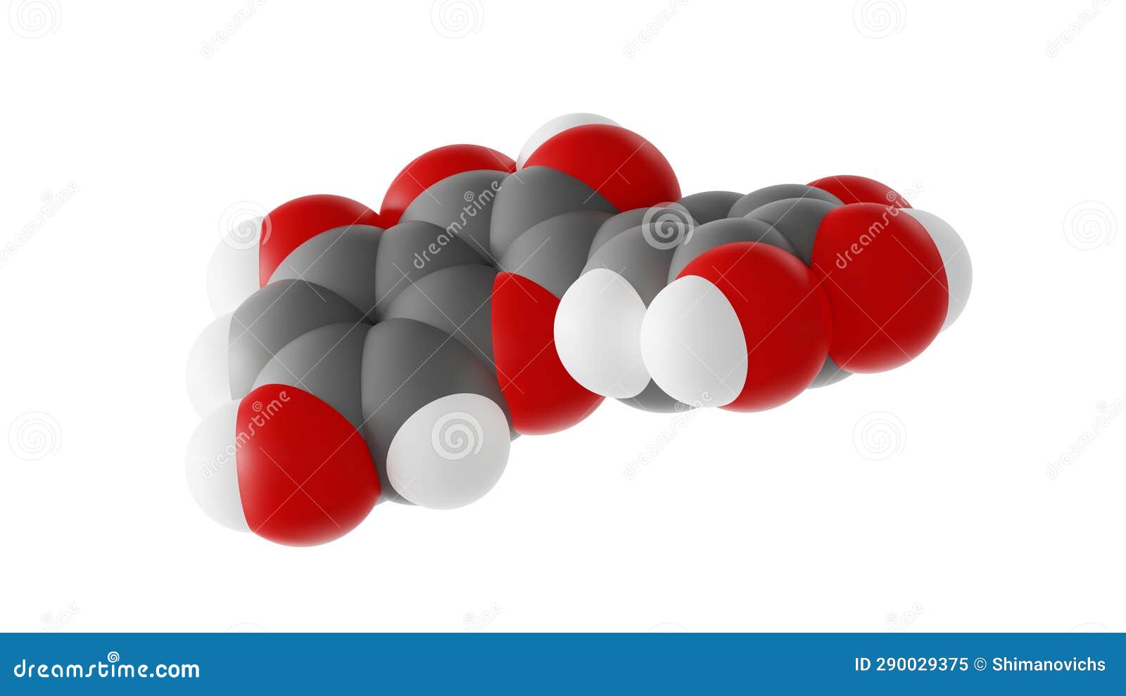 Myricetin Molecule, Flavonoid Molecular Structure, Isolated 3d Model