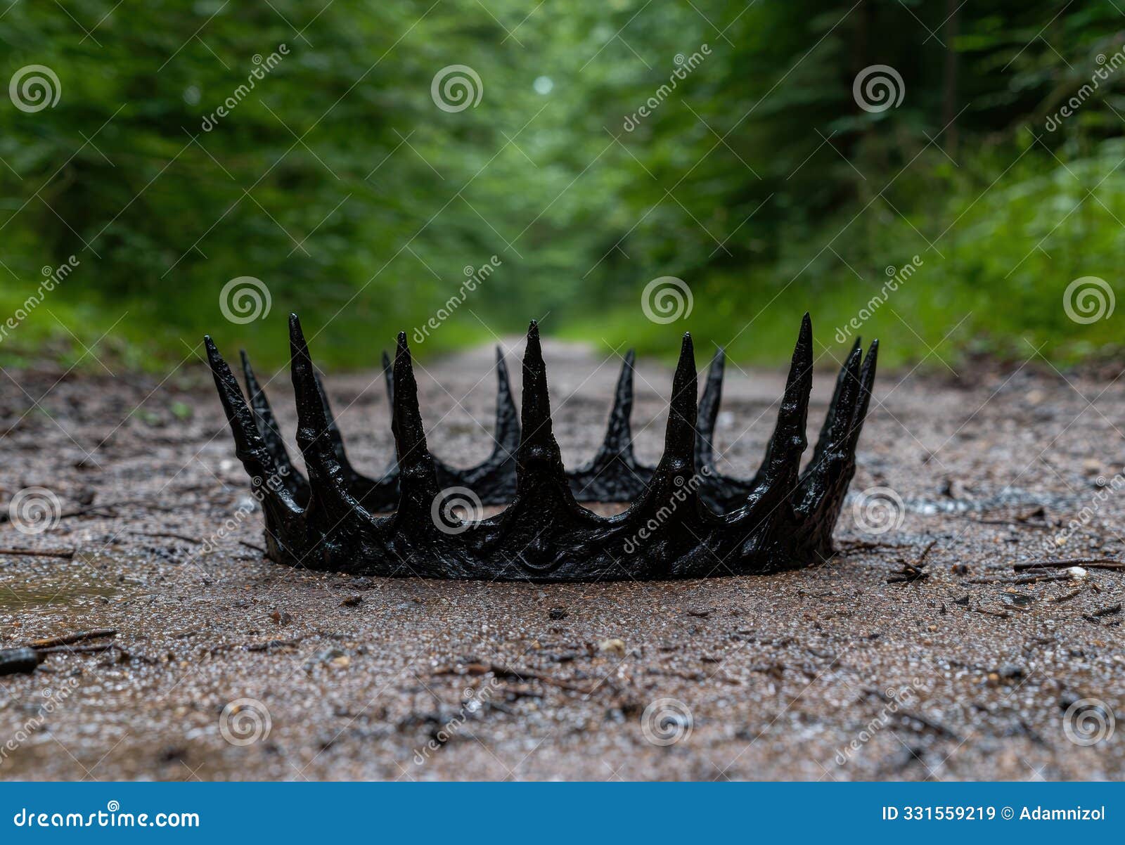 mysterious black crown-like structure on forest floor