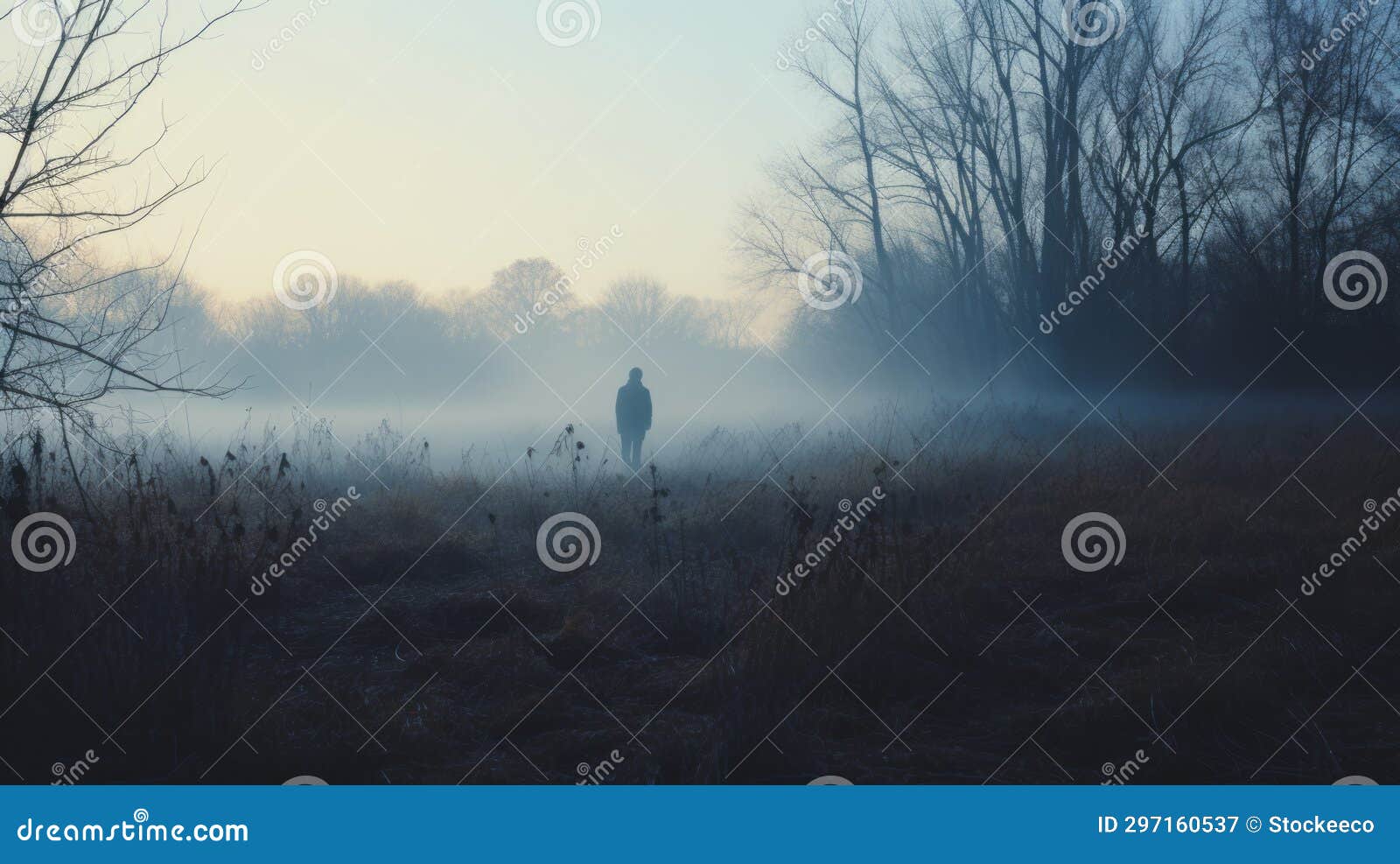 macabre romanticism: a man in a foggy field