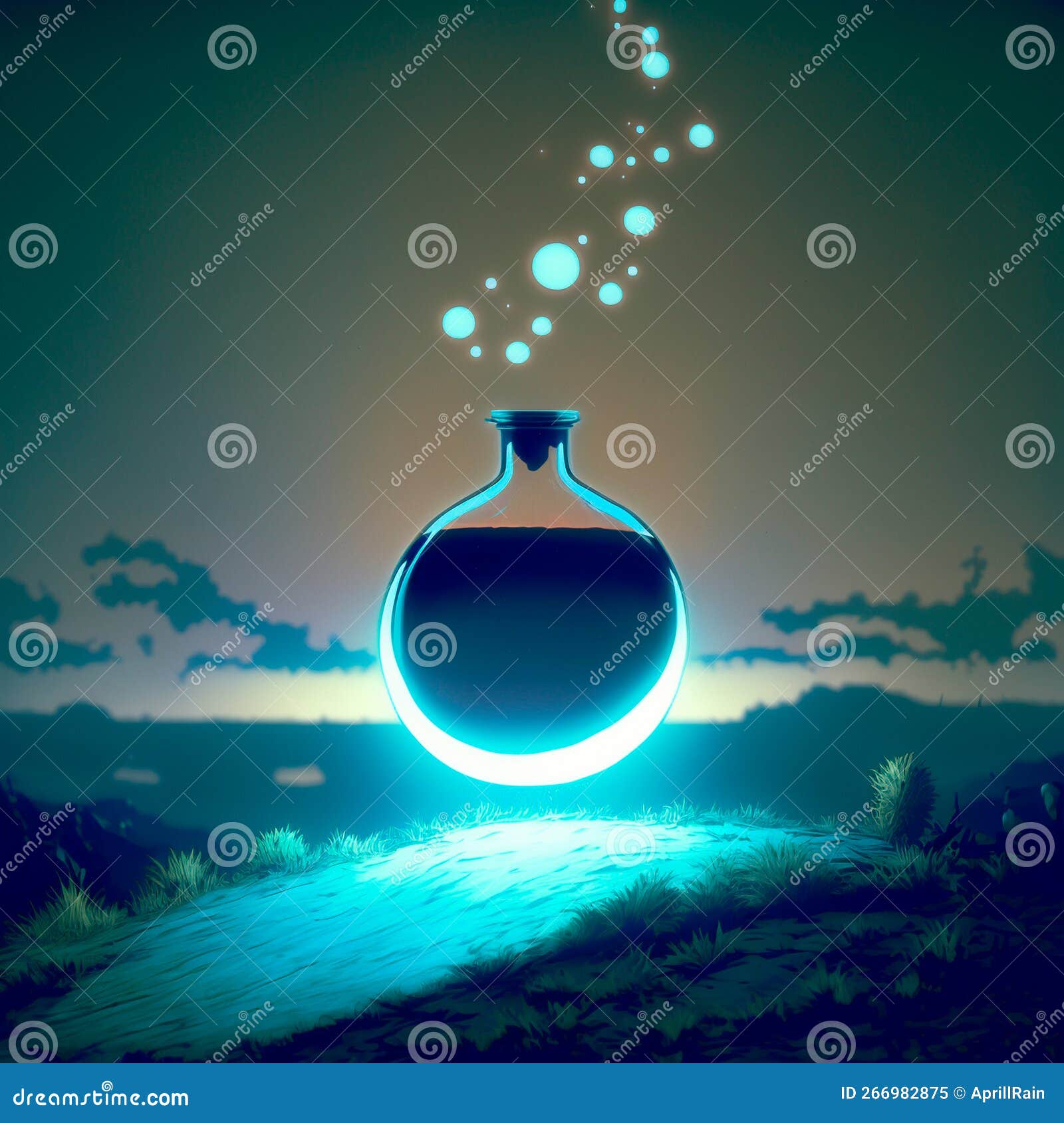 Mysterious Glowing Bubble with a Magic Potion Stock Illustration Illustration of holiday