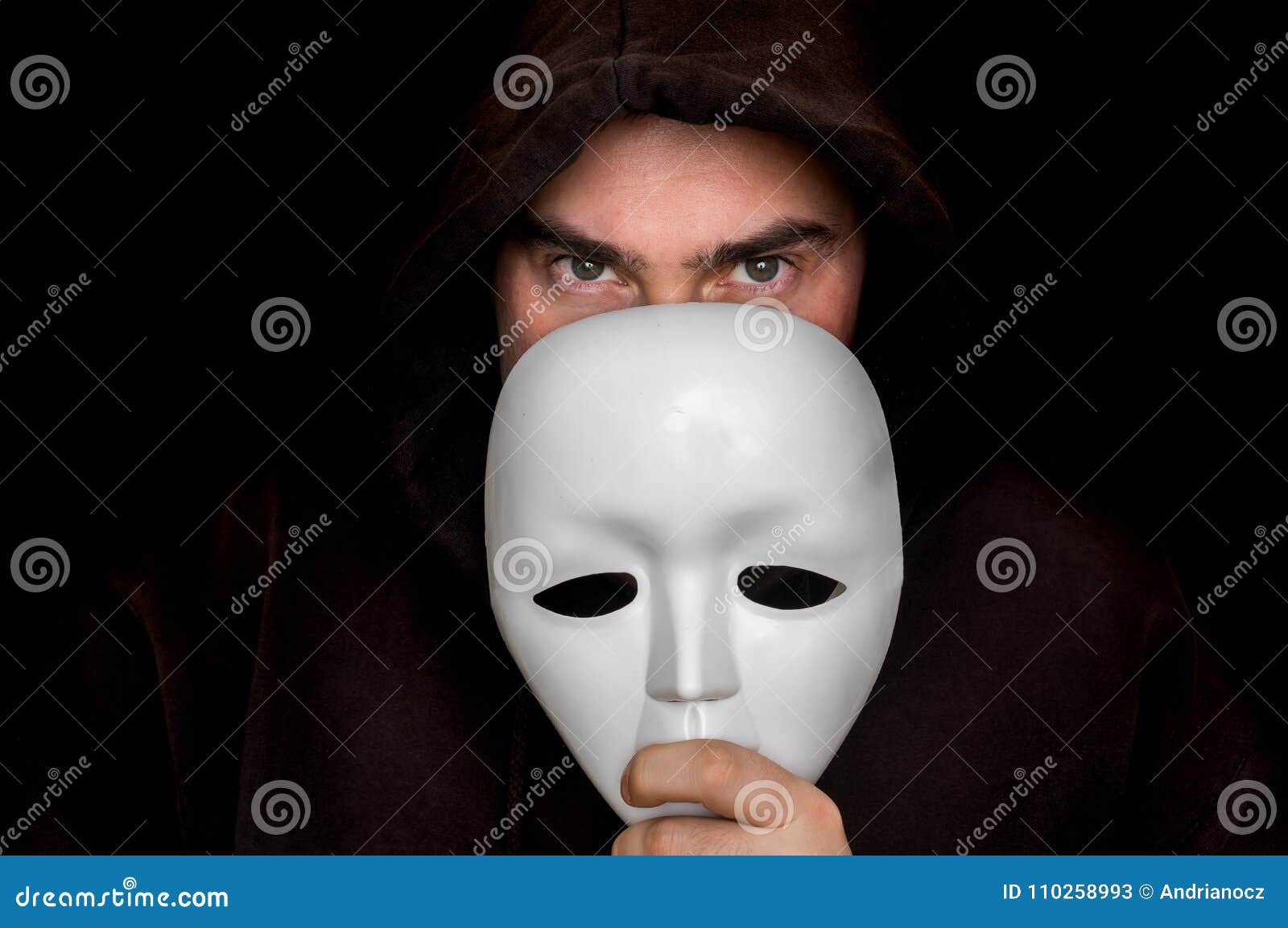 Dark Man With White Face Paint Stock Photo - Download Image Now