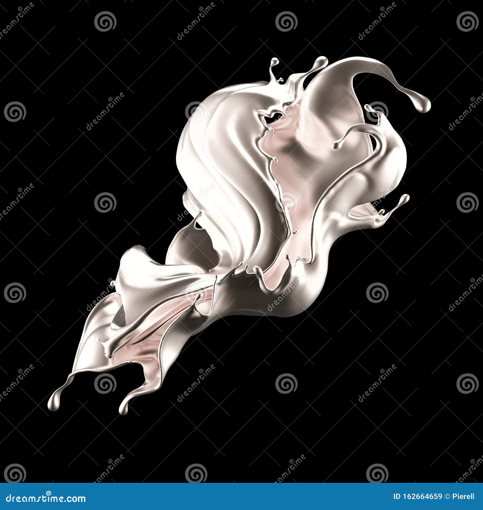 mystical luxurious splash, with silver shiny pearl shades. 3d , 3d rendering