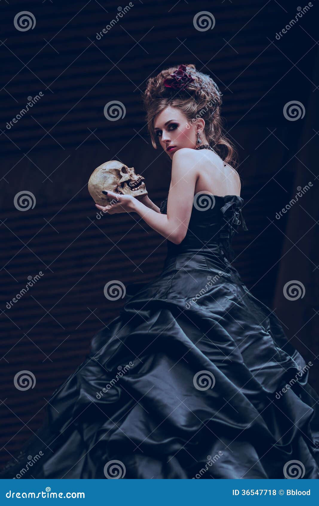 Mysterious Woman In Black Dress Royalty Free Stock Photos 