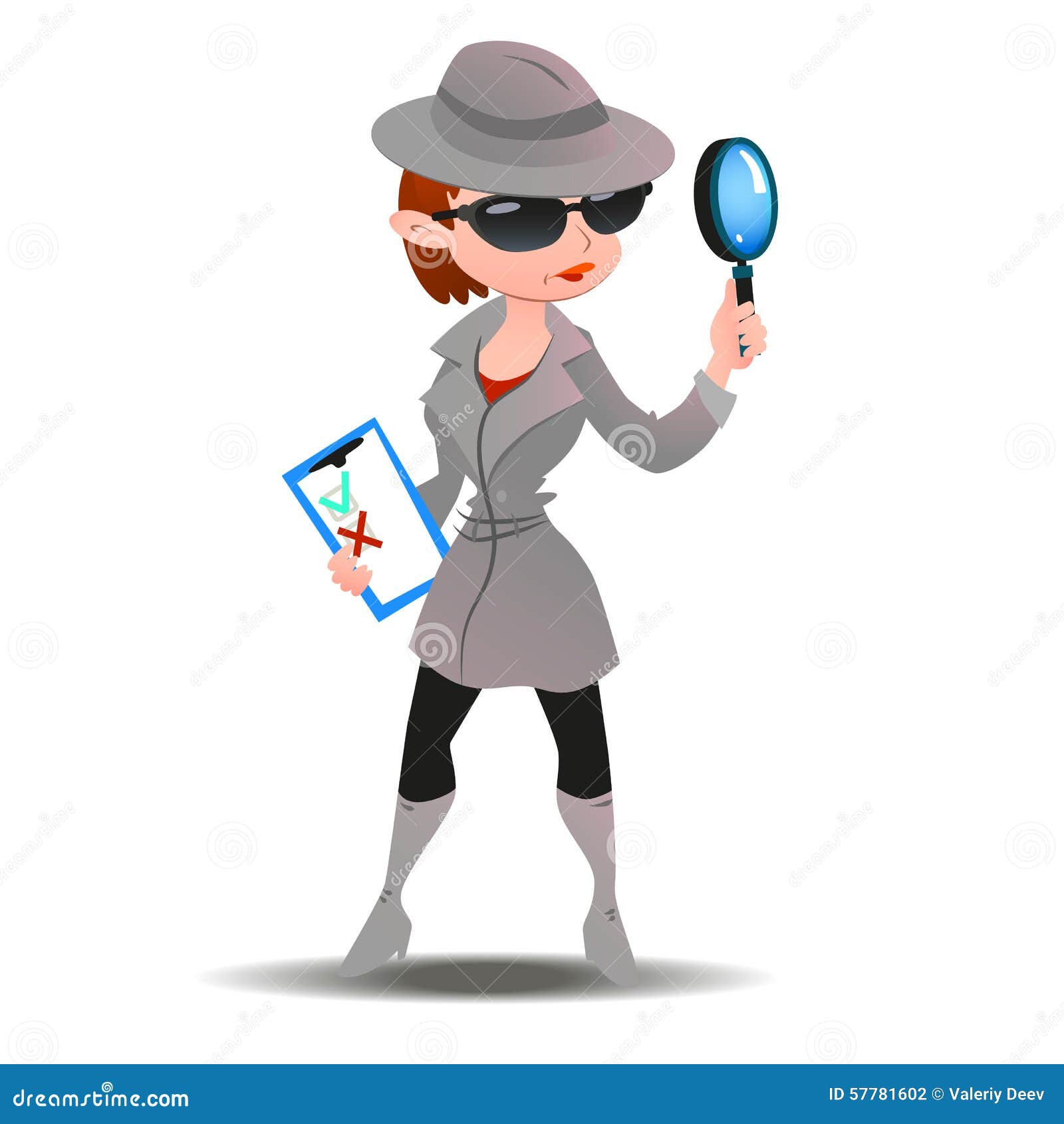 mystery shopper woman in spy coat