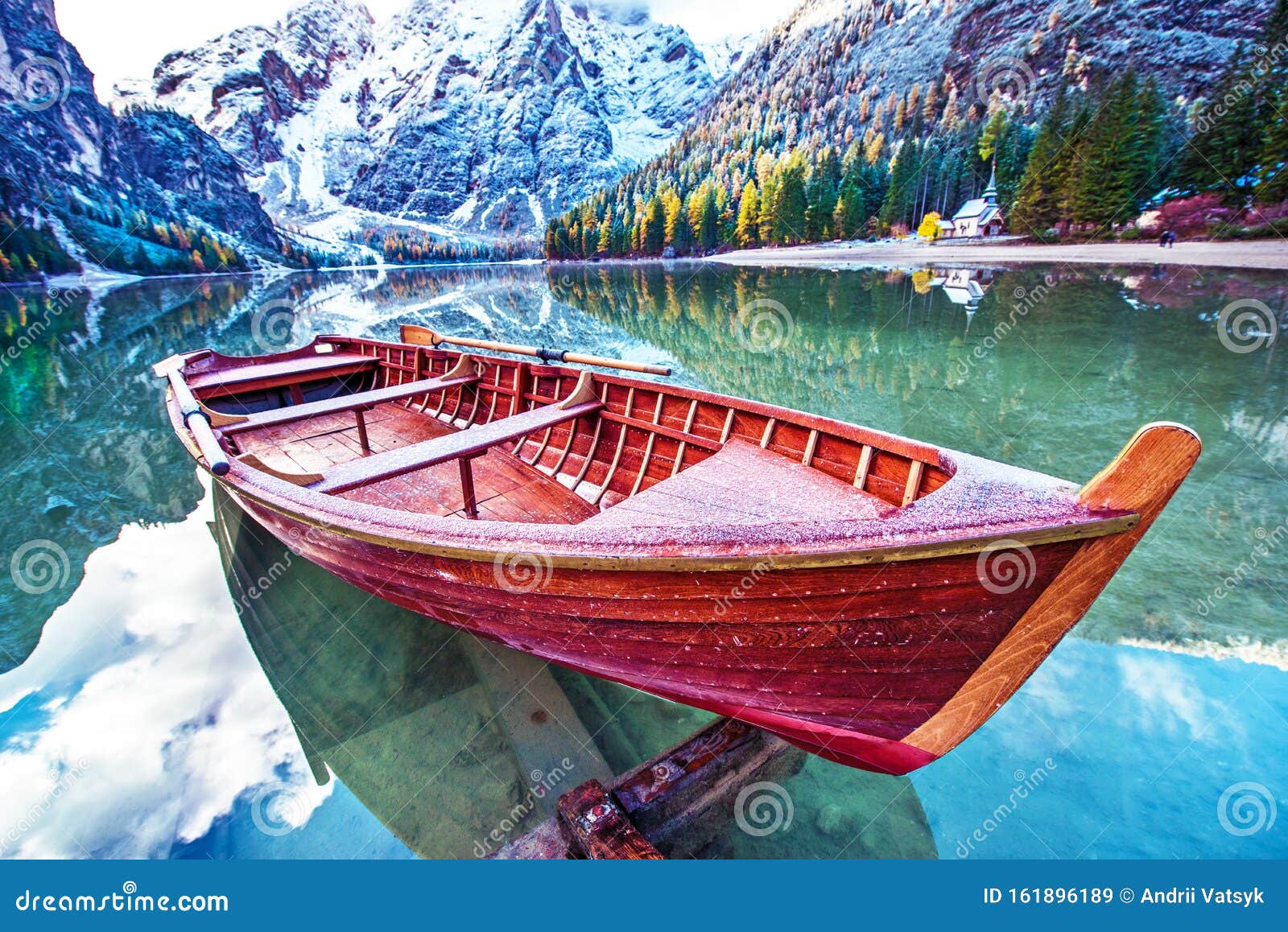 mystic boat on fanes-sennes-braies natural park in the dolomites in south tyrol, alps, italy solitude, the way to the lord,