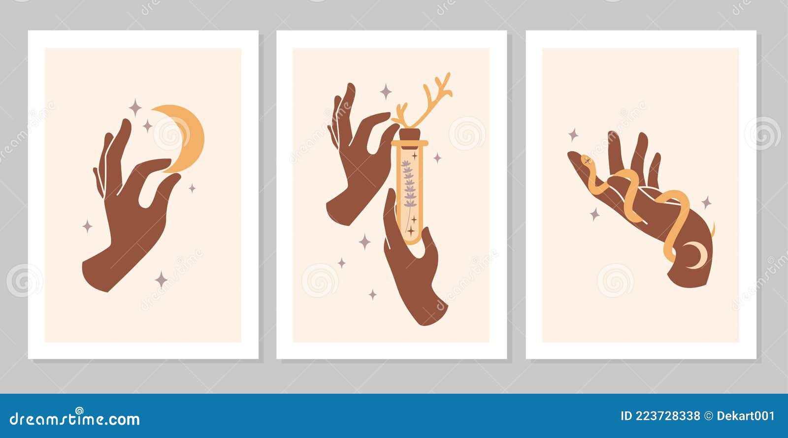 Download Mystic Boho Set Of Female Hands And Symbols, Moon, Snake ...