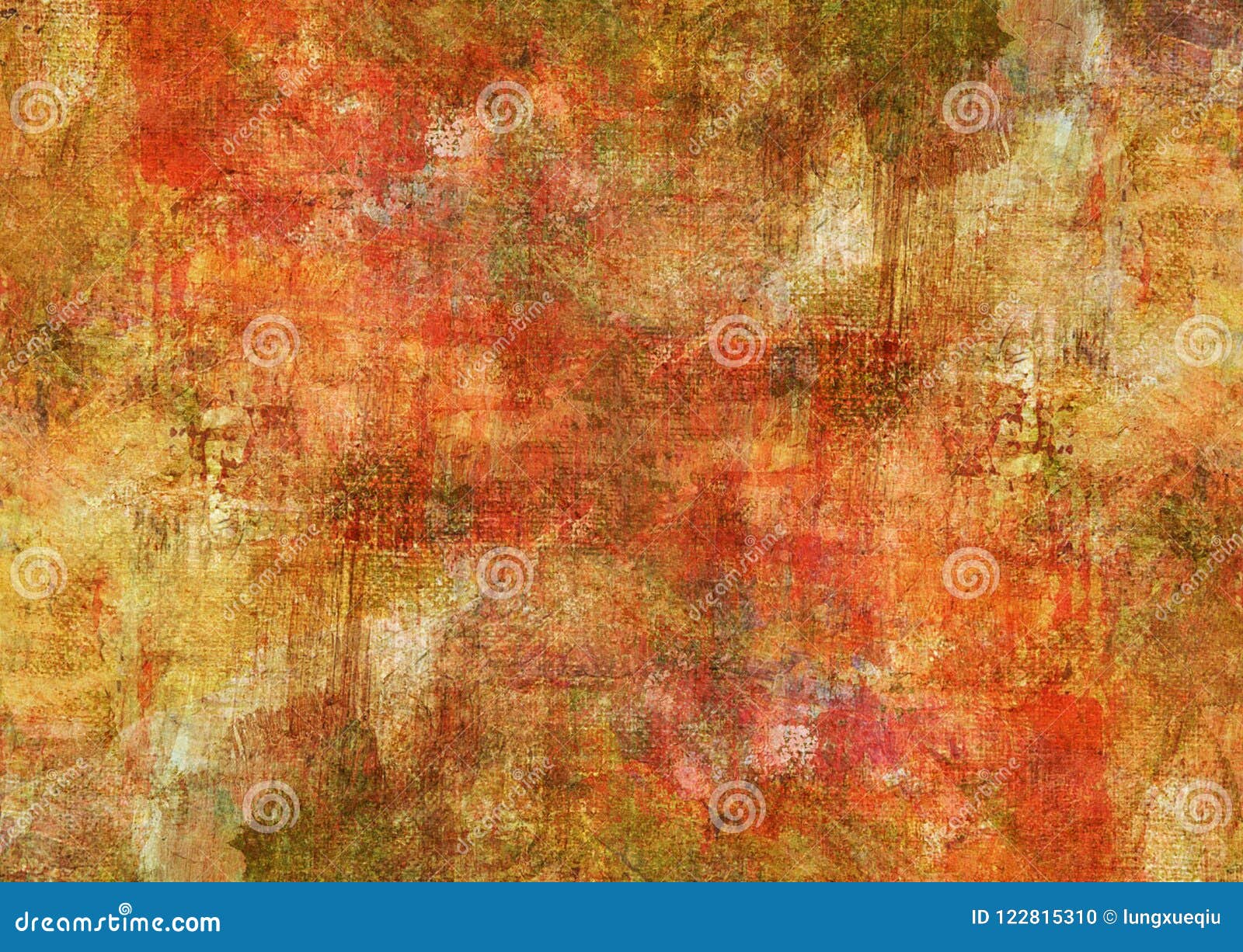 mystic red canvas abstract painting yellow brown dark grunge rusty distorted decay old texture for autumn background wallpaper