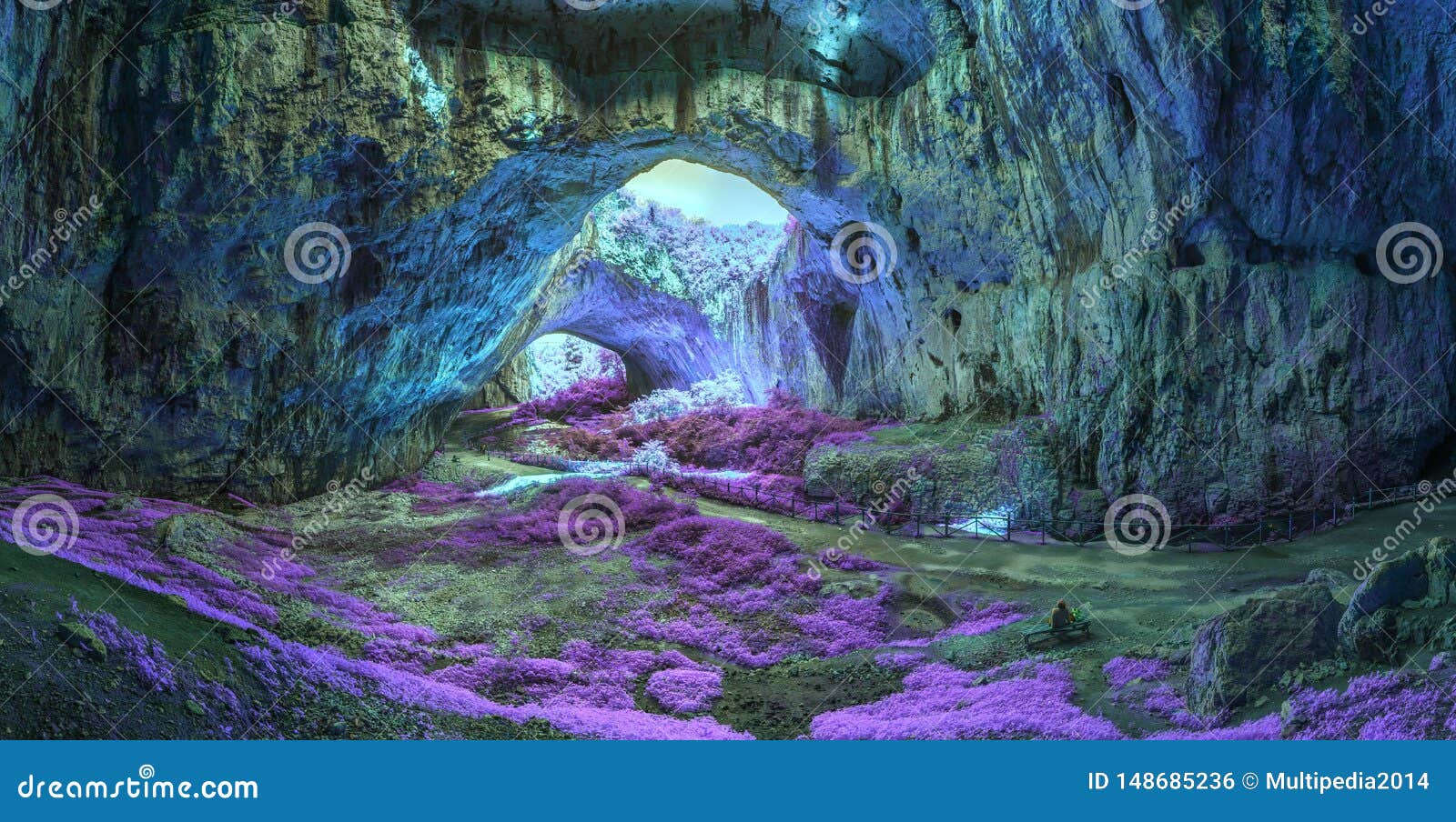 Mystical Cave In Bright Fantastic Colors Stock Photo Image Of Foliage