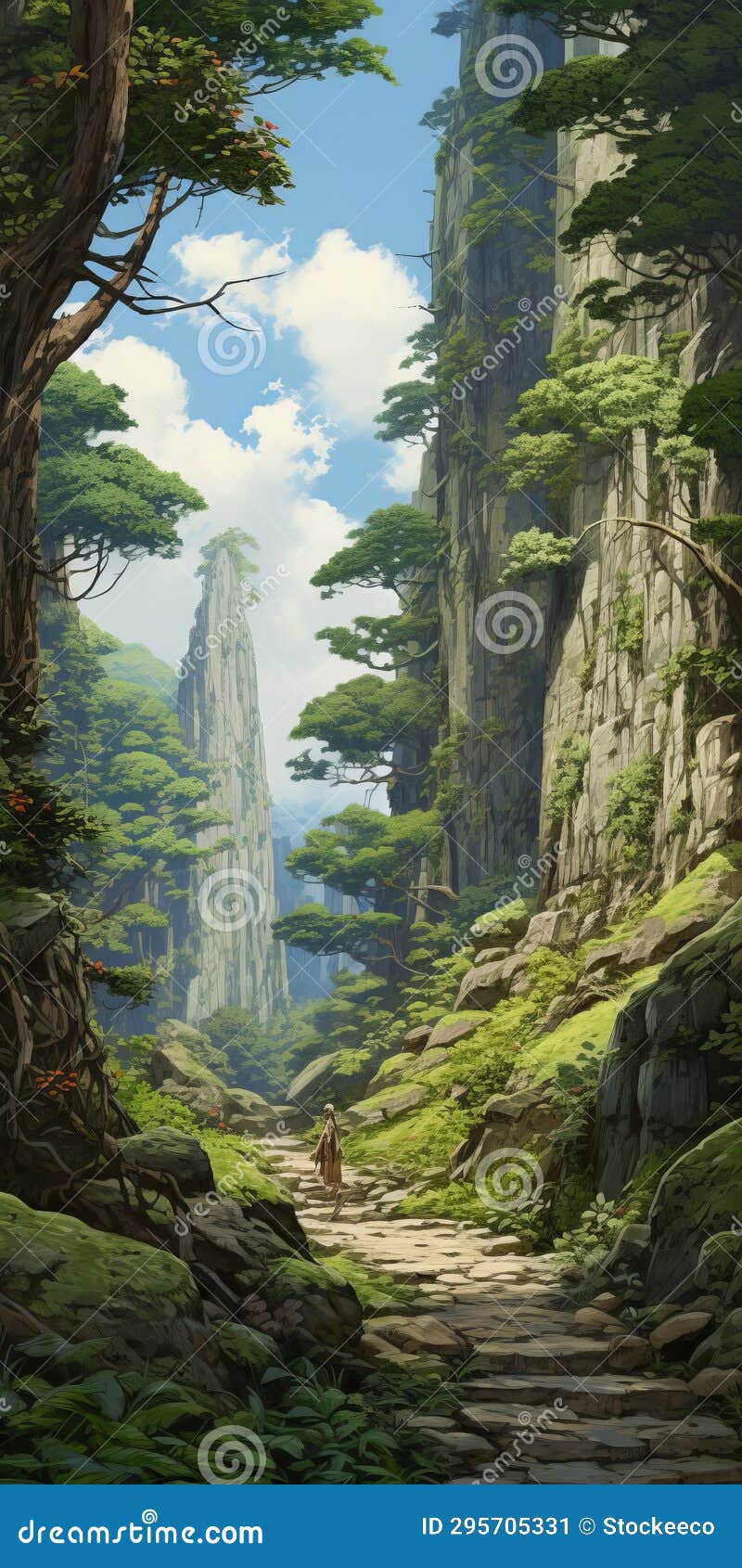 mystical forest path a journey through nature's imposing monumentality