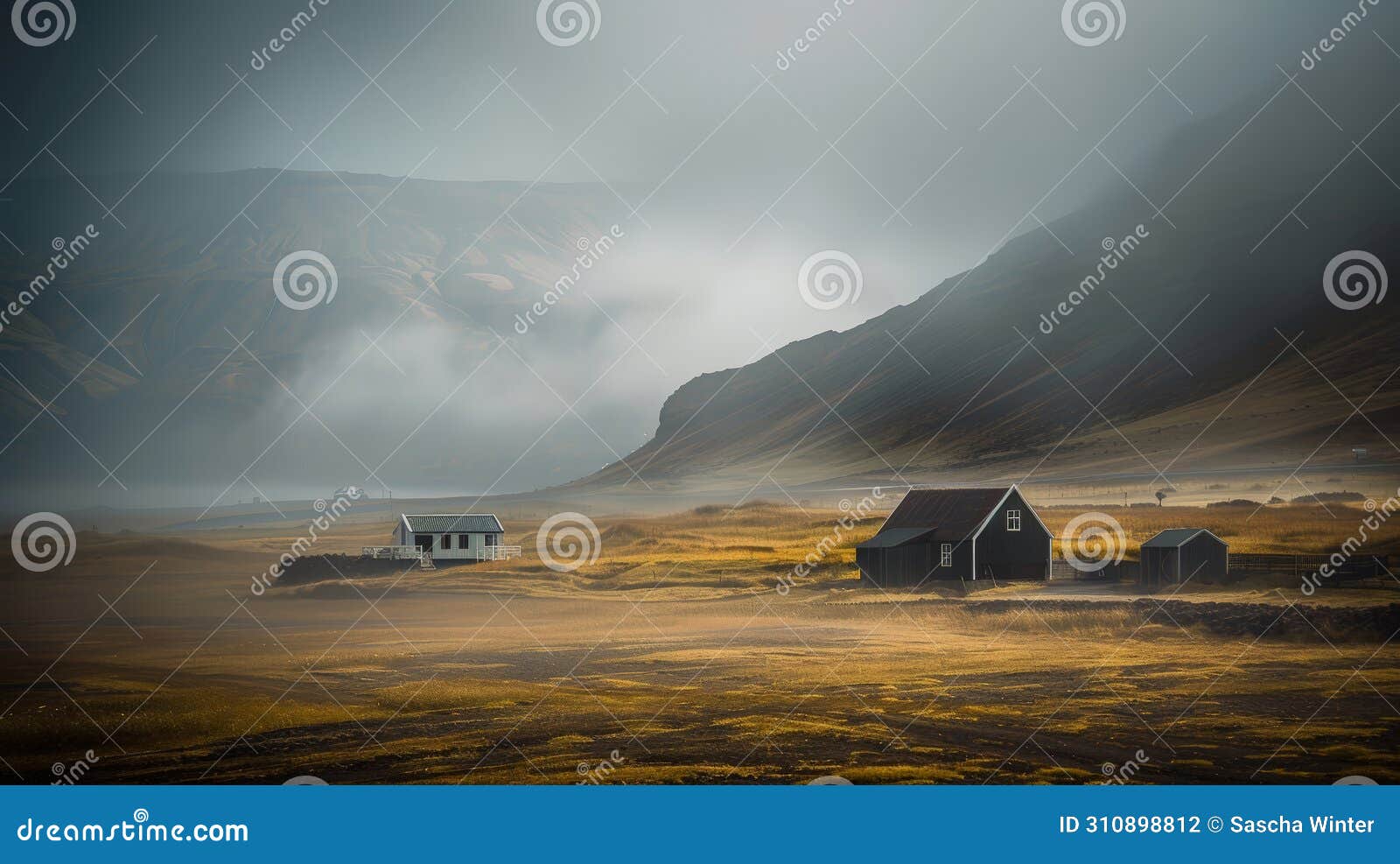 mystical iceland: enigmatic fog blankets the landscape