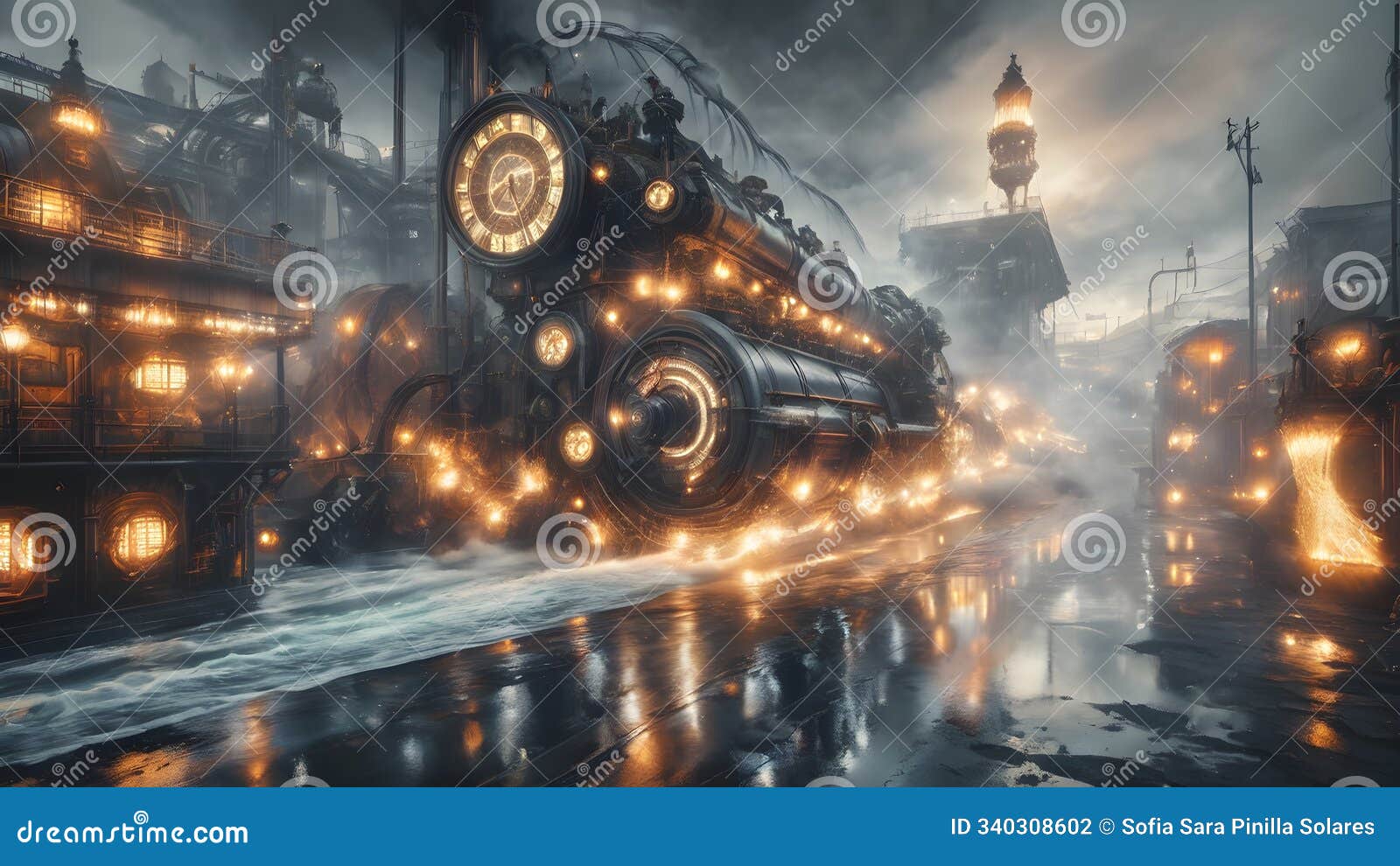 mystical steampunk town at night victorian architecture where vintage aesthetics meet mechanical innovation