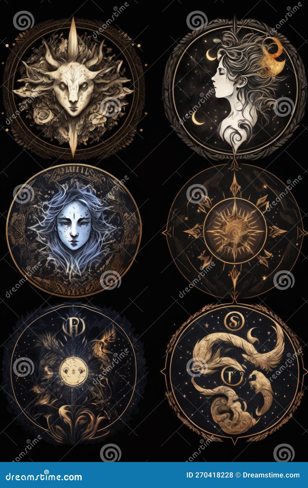 A Mystical Zodiac Symbol Art Collection May Include Various Symbols(02)