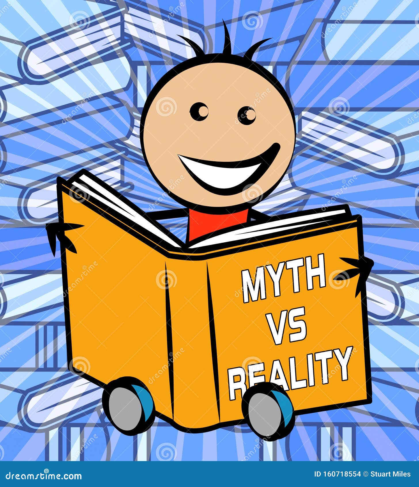 Myth Versus Reality Book Showing False Mythology Vs Real Life - 3d