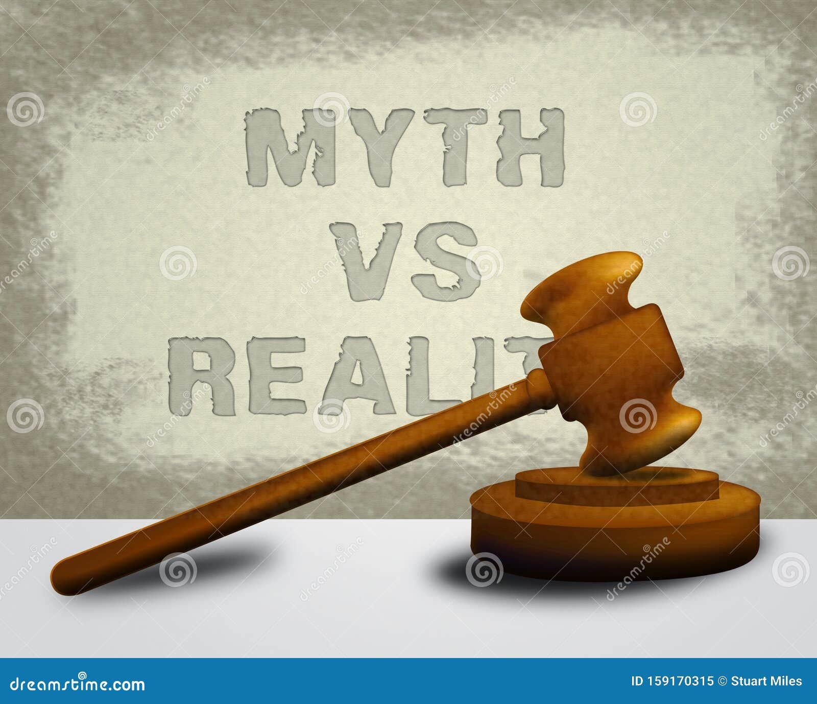 Myth Versus Reality Gavel Showing False Mythology Vs Real Life - 3d